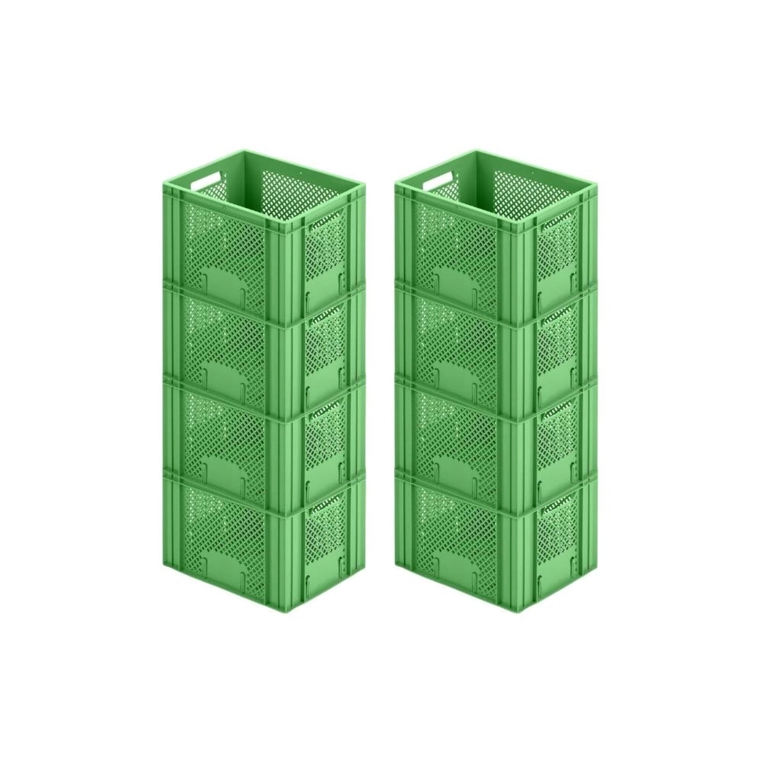 SuperSparSet 8 x Eurobehälter Obst- und Gemüsekasten HxBxT 27,2 x 30 x 40 cm 26 Liter Grün Obst-Gemüsekiste Obstkorb Transportbox