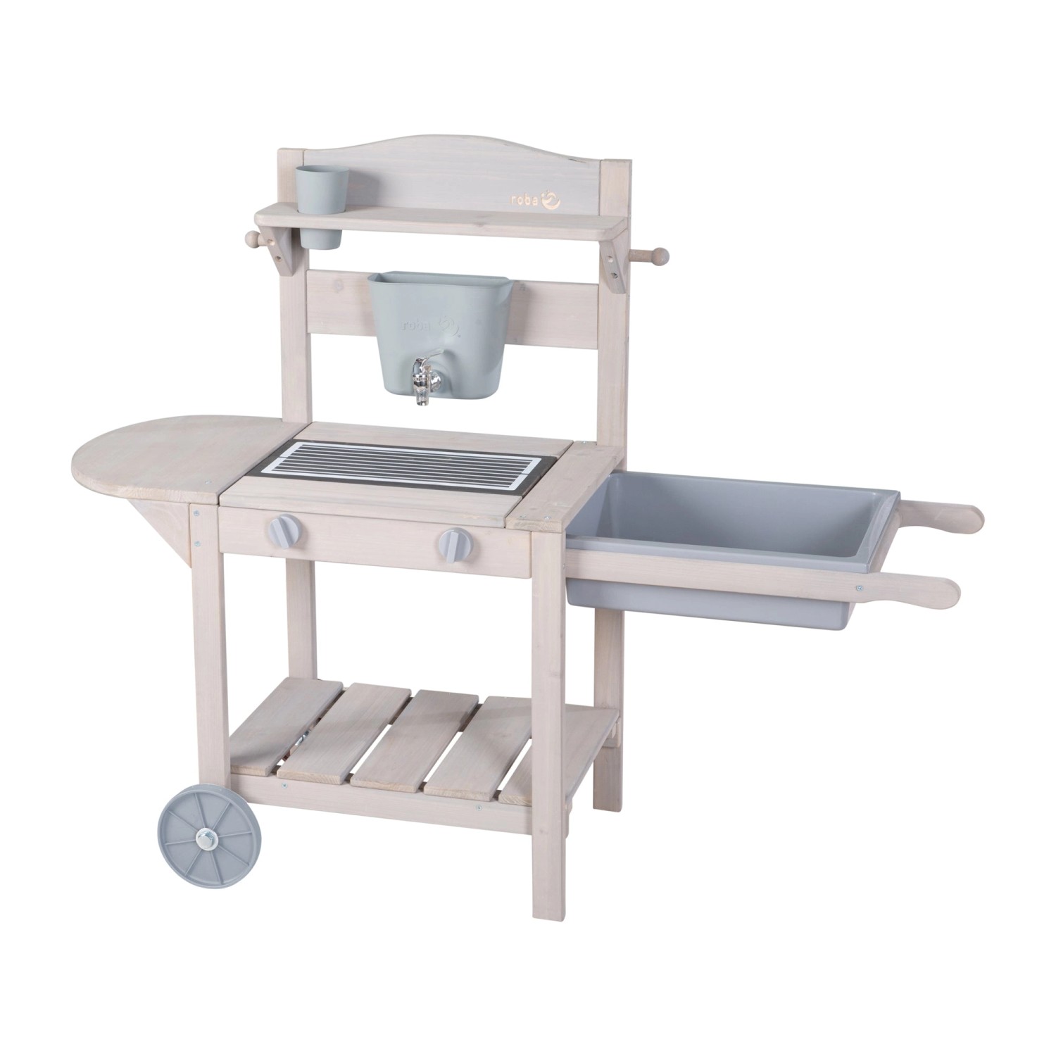roba Mobile Spielküche BBQ in Grau aus FSC-zertifiziertem Holz