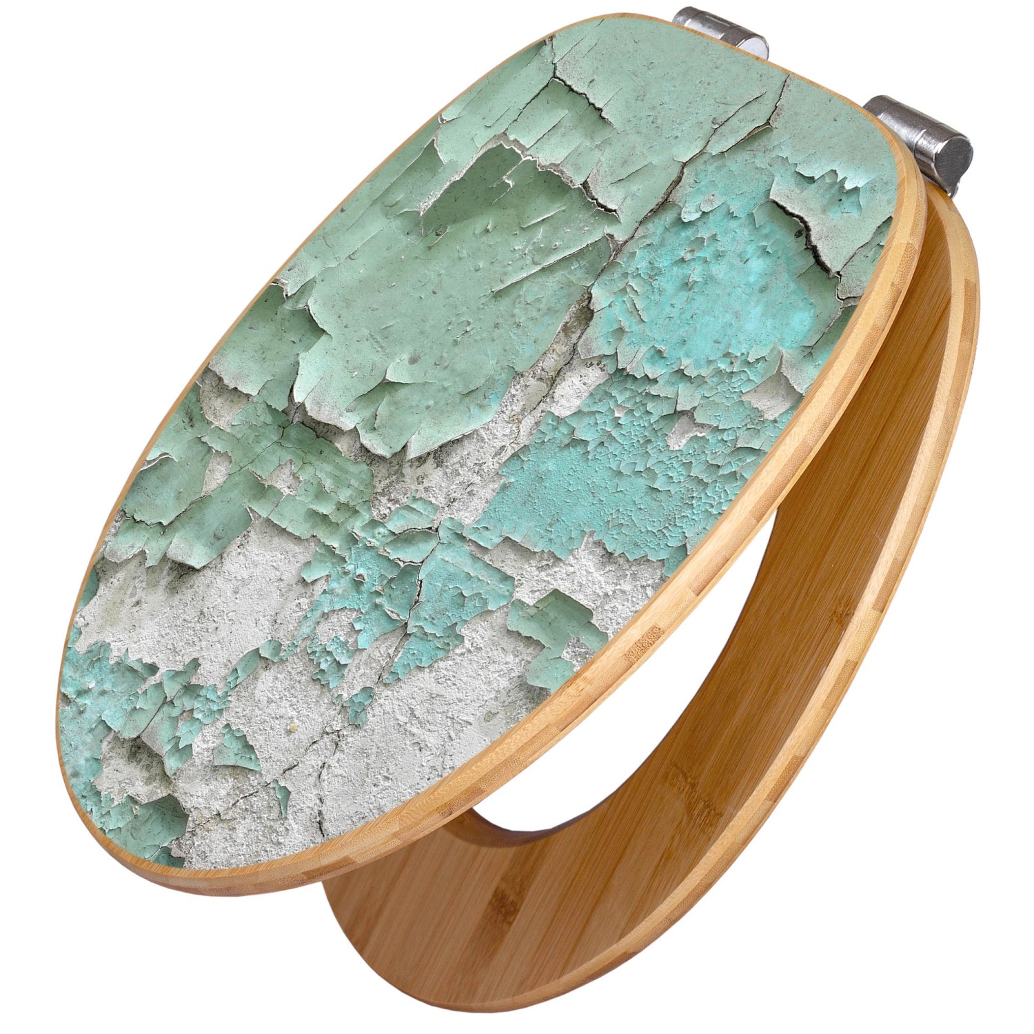 Banjado Design WC Sitz Bambus Holz Toilettendeckel Mit Absenkautomatik Klodeckel WC-Sitz Soft Close Mit Motiv Patina Mint