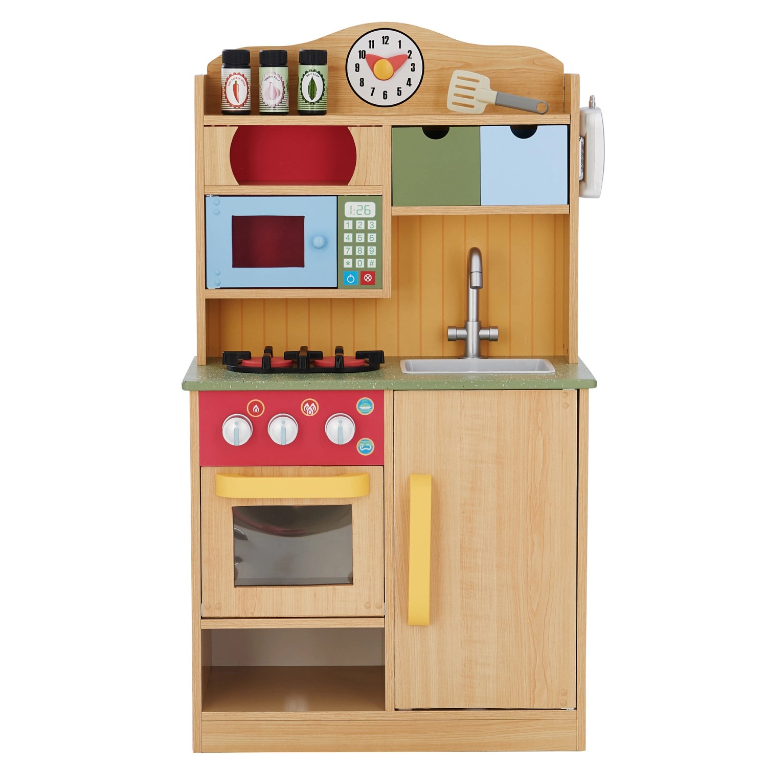 Teamson Kids Little Chef Florence Klassik Interaktive Spielküche Holzmaserung