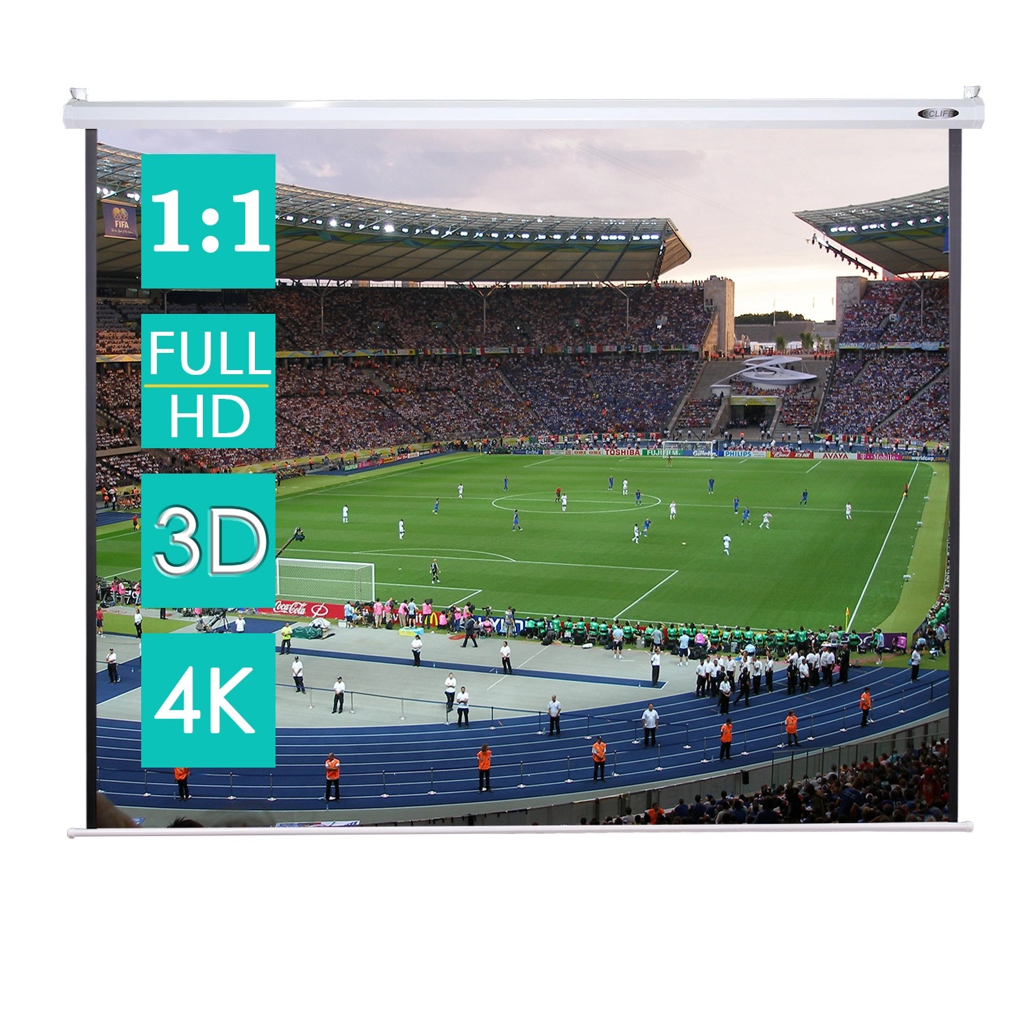 CCLIFE Beamer Leinwand Inklusiv Montagematerial 99 Zoll Projektionsleinwand Rolloleinwand Heimkino Mobile