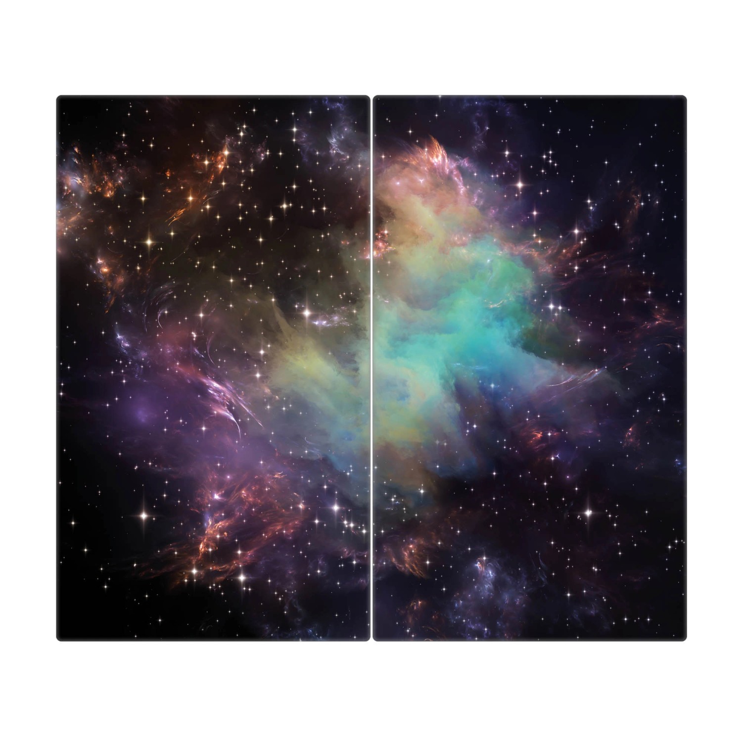 Banjado Herdabdeckplatte Glas 2 Teilig Je 30x52CM Schneidebrett Herdabdeckung Mit Motiv Im Weltall 2