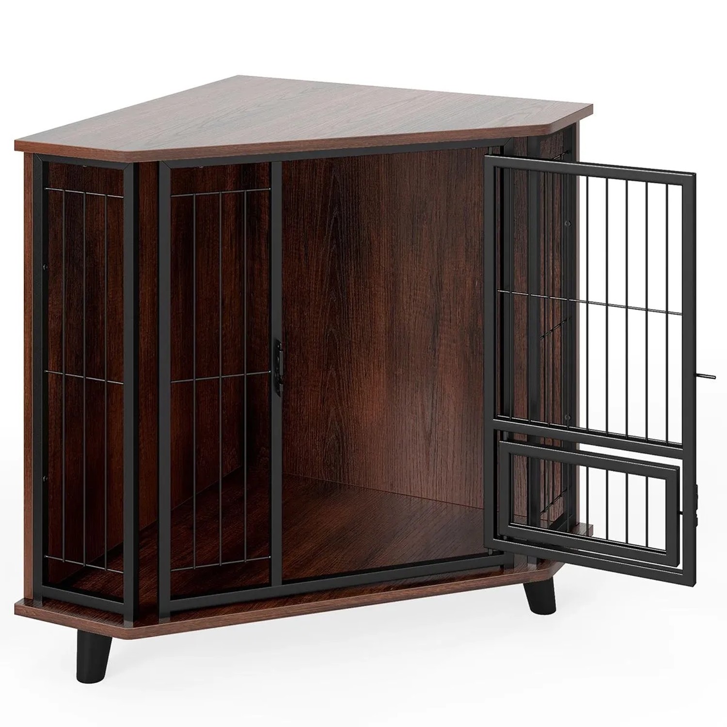 Costway Eck Hundekäfig Möbel 60 x 60 x 71,5 cm Holz Metall Braun