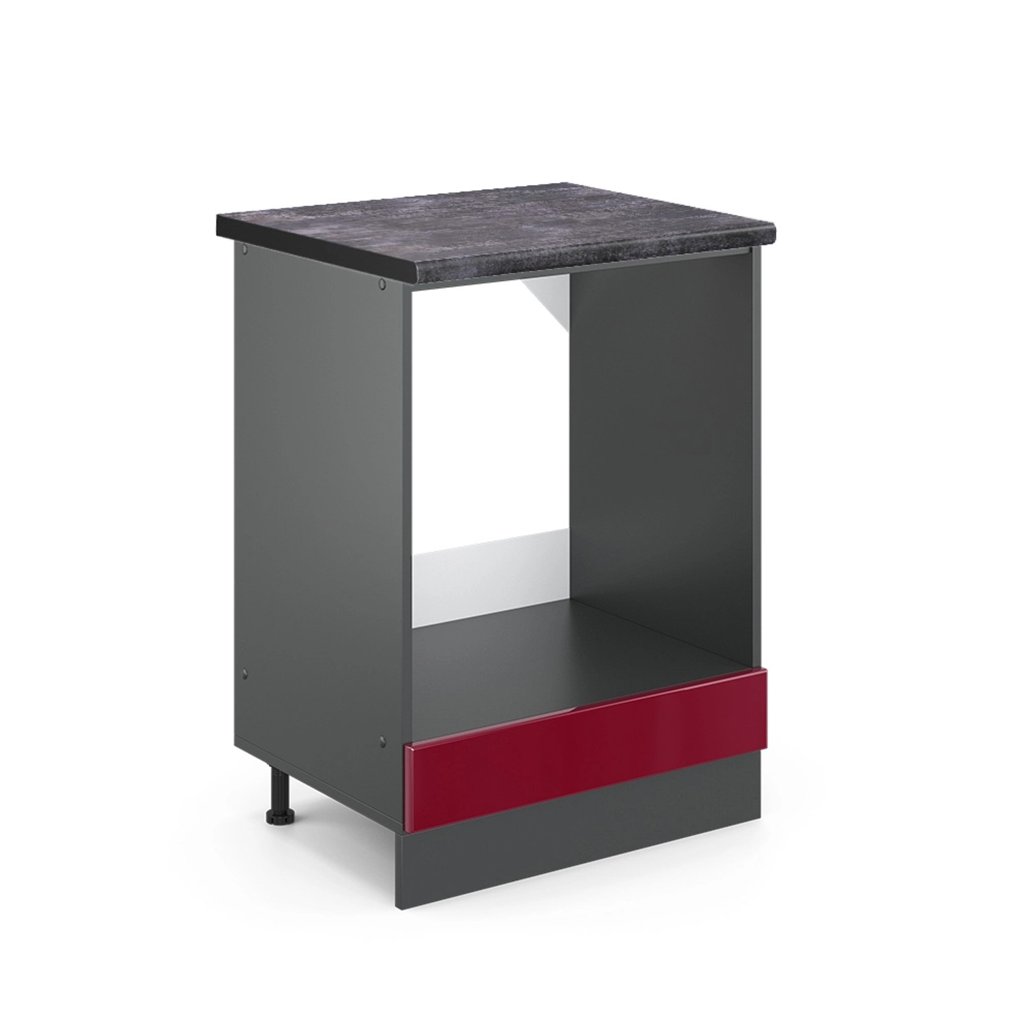 Vicco Herdumbauschrank R-Line Bordeaux Hochglanz/Anthrazit 60 cm AP Anthrazit