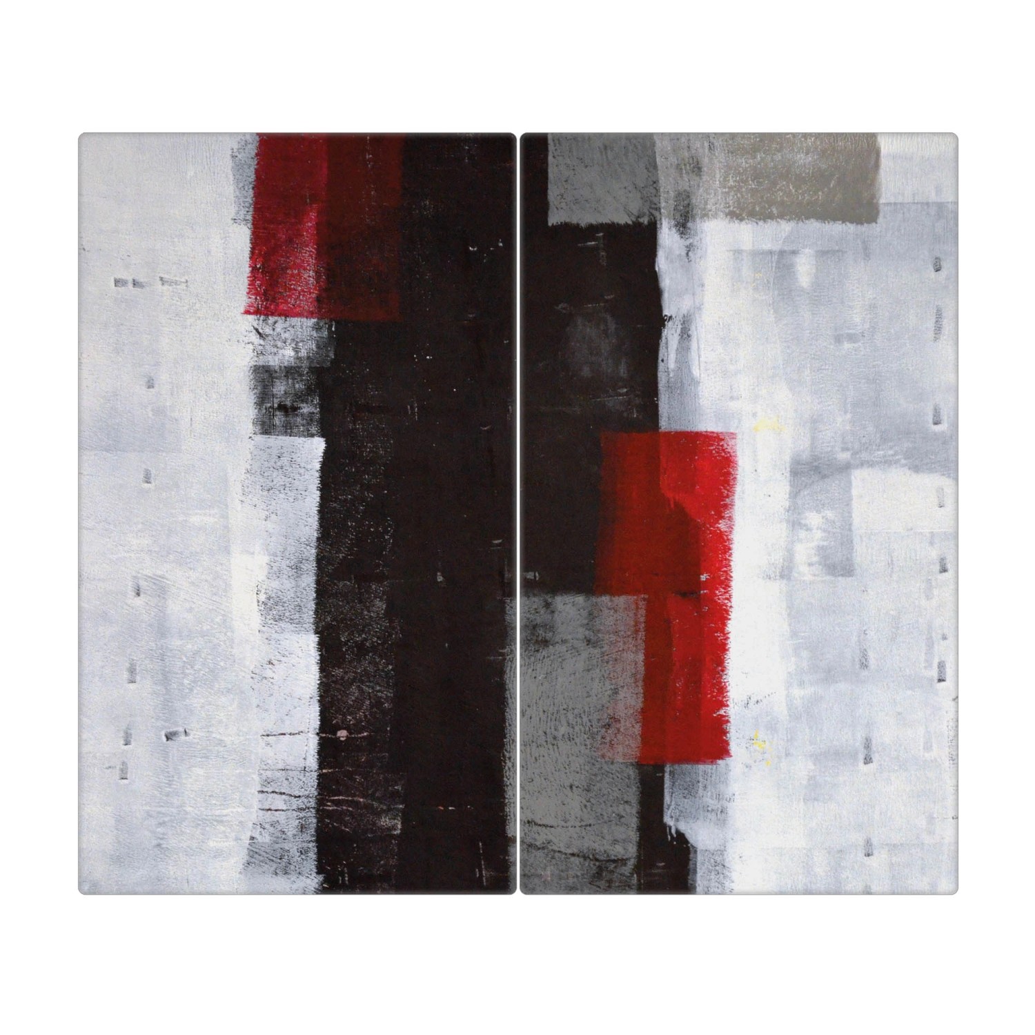 Banjado Herdabdeckplatte Glas 2 Teilig Je 30x52CM Schneidebrett Herdabdeckung Mit Motiv Abstrakt Rot