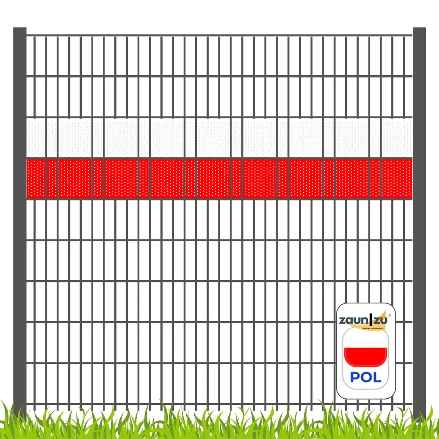 zaunzu Sichtschutz Fanartikel für Polen Doppelstabmatten Volle Streifenbreite GELOCHT