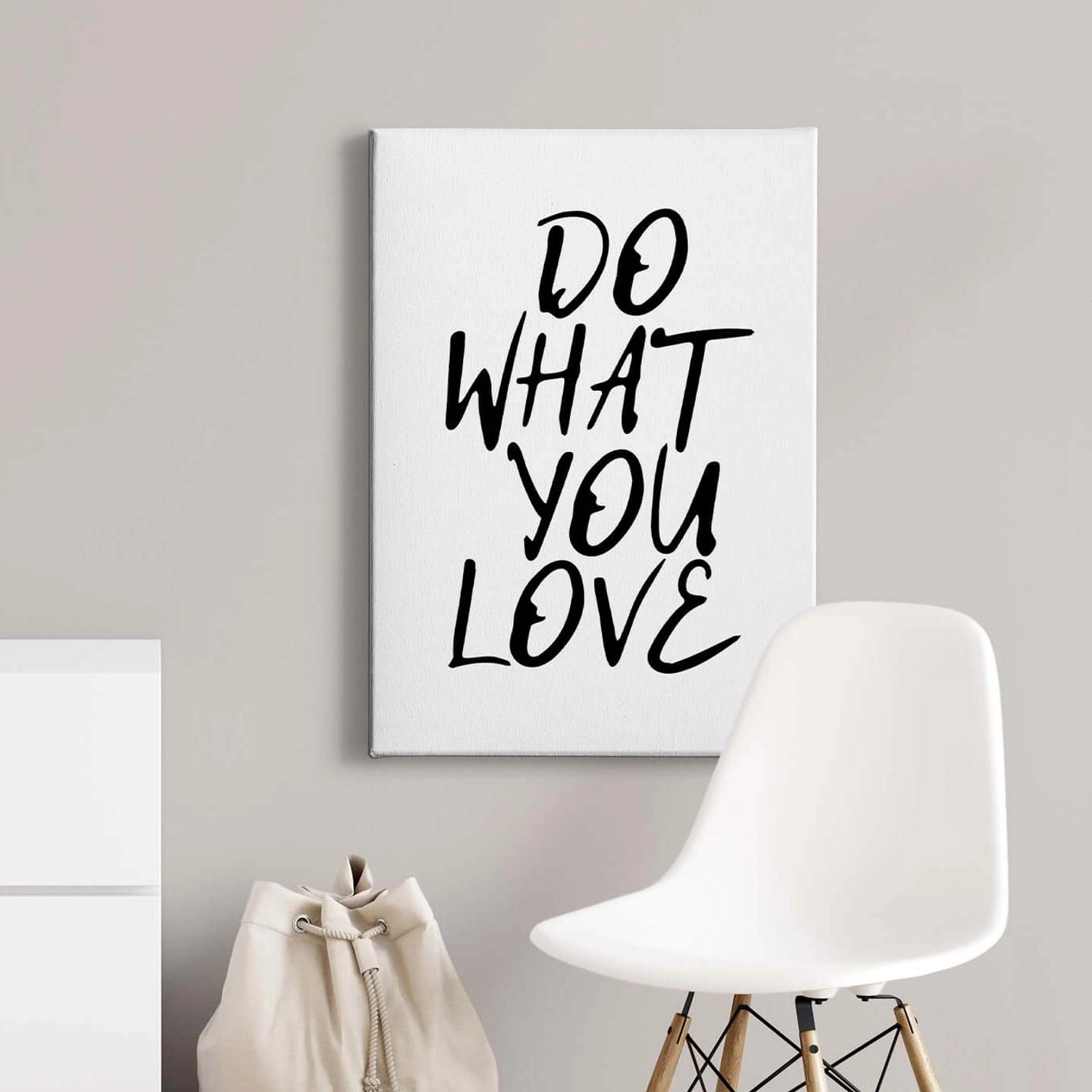 Bricoflor Leinwand Bild Mit Spruch Im Grafik Stil Schwarz Weiß Bild Do What You Love Modernes Wohnzimmer Und Büro Bild Im Hochformat