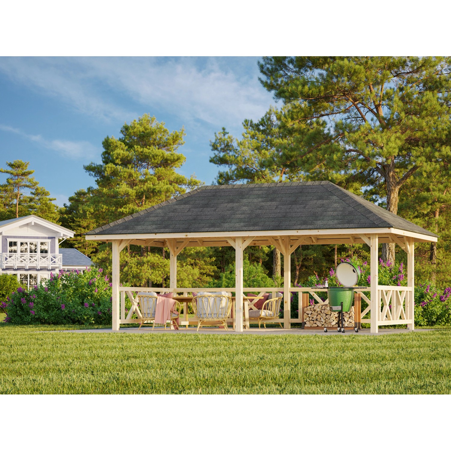 Palmako Pavillon Bianca Set 107 588 x 300 cm Lackiert Weiß FSC®