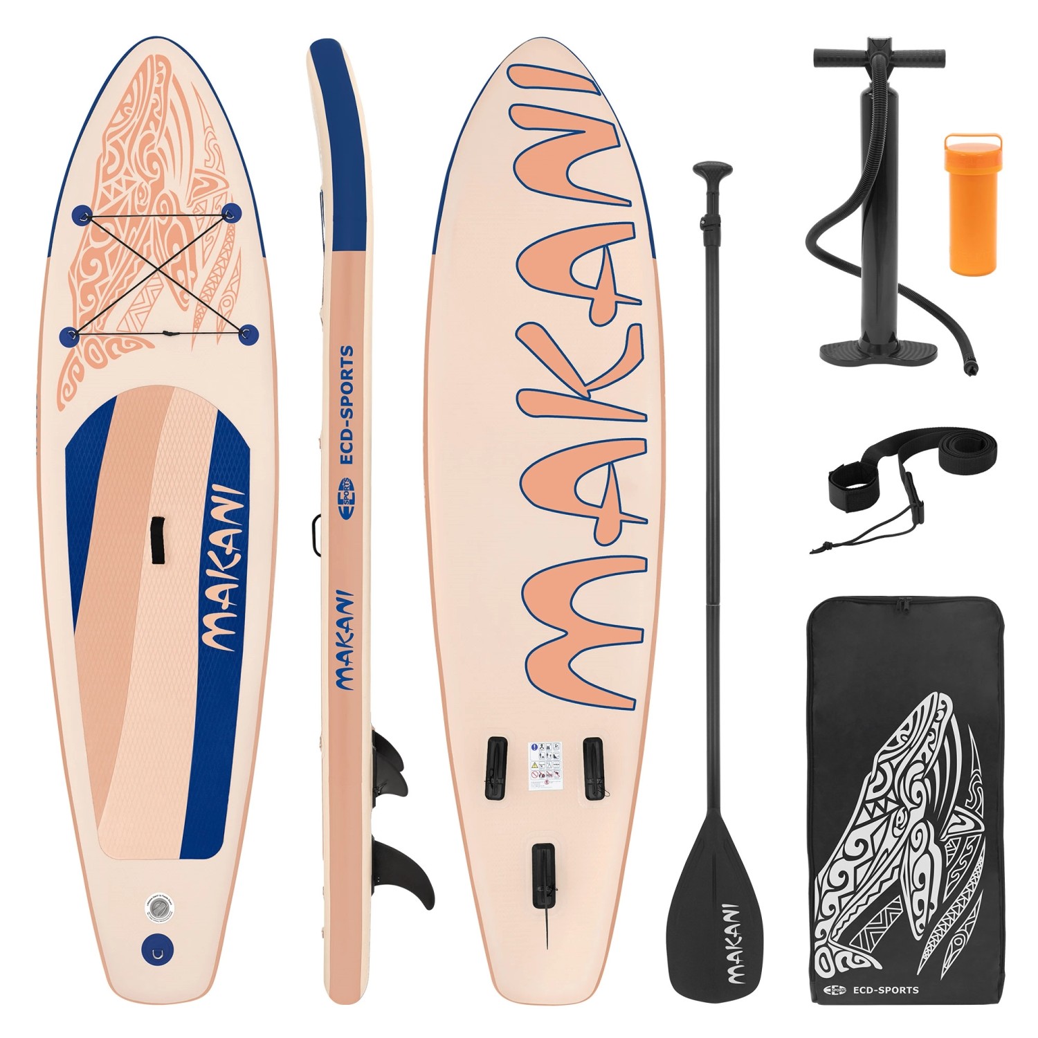 ECD Germany Stand Up Paddle Board Makani 320x80x15cm Apricot bis 120kg
