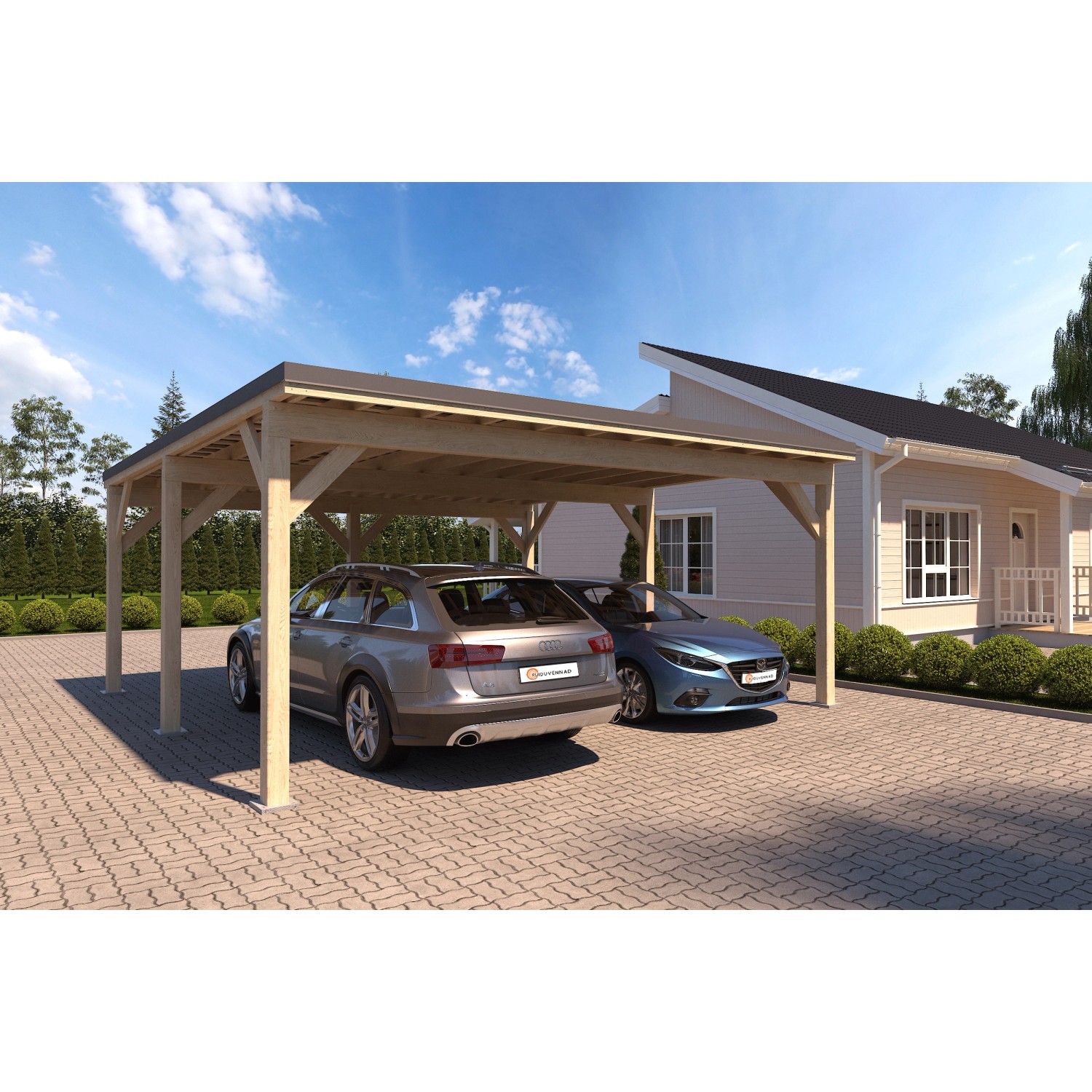 Holzbrüder Carport Ralf 36m² 150kg/m² Imprägniert-Dunkelgrau