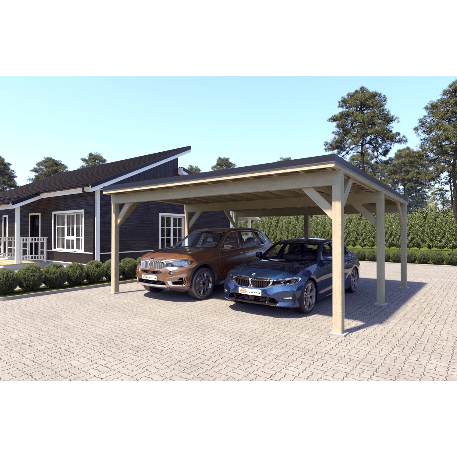 Holzbrüder Carport Ralf 36m² 150kg/m² Natur-Schwarz