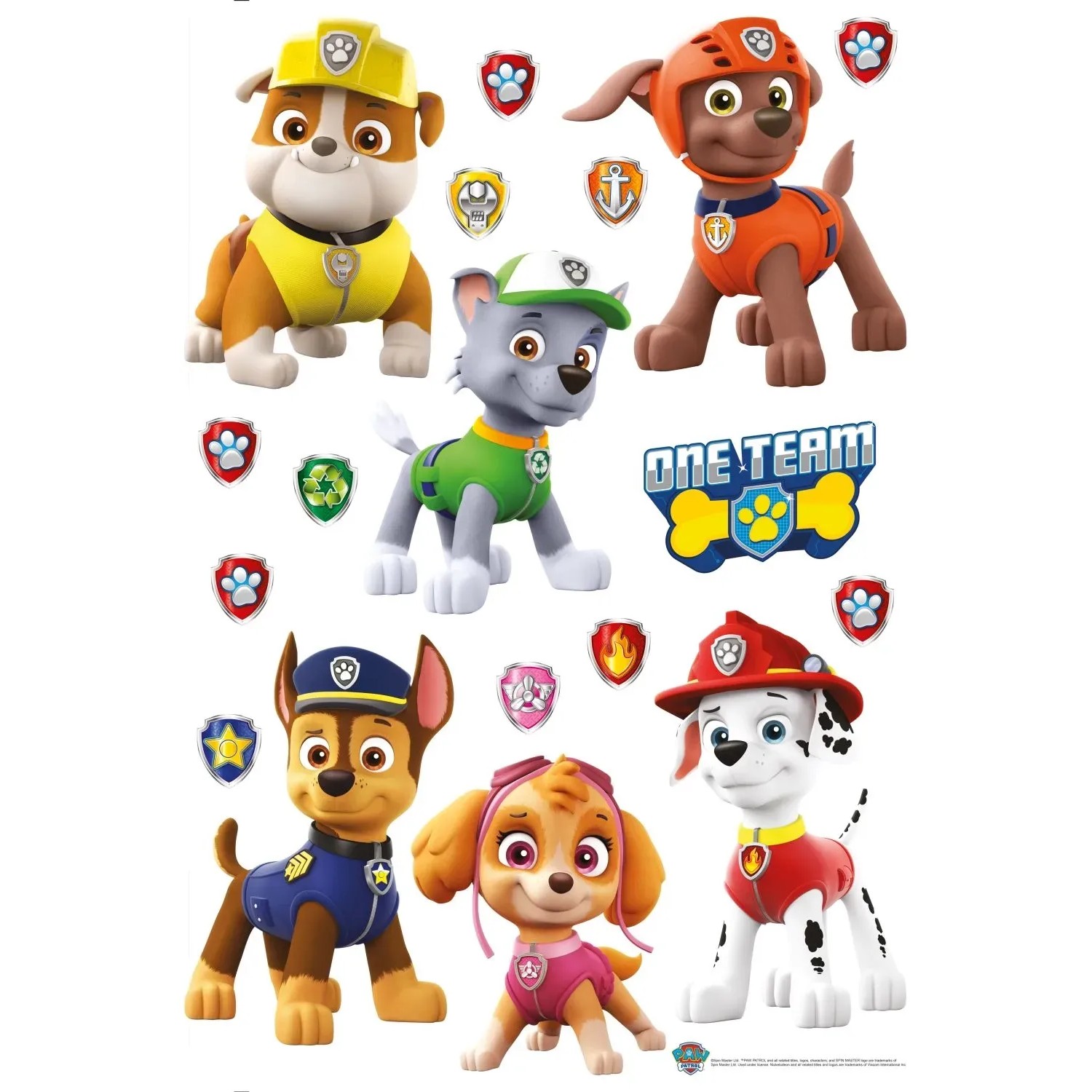Sanders & Sanders Wandtattoo Paw Patrol Braun Rot und Gelb 42,5 x 65 cm 600116