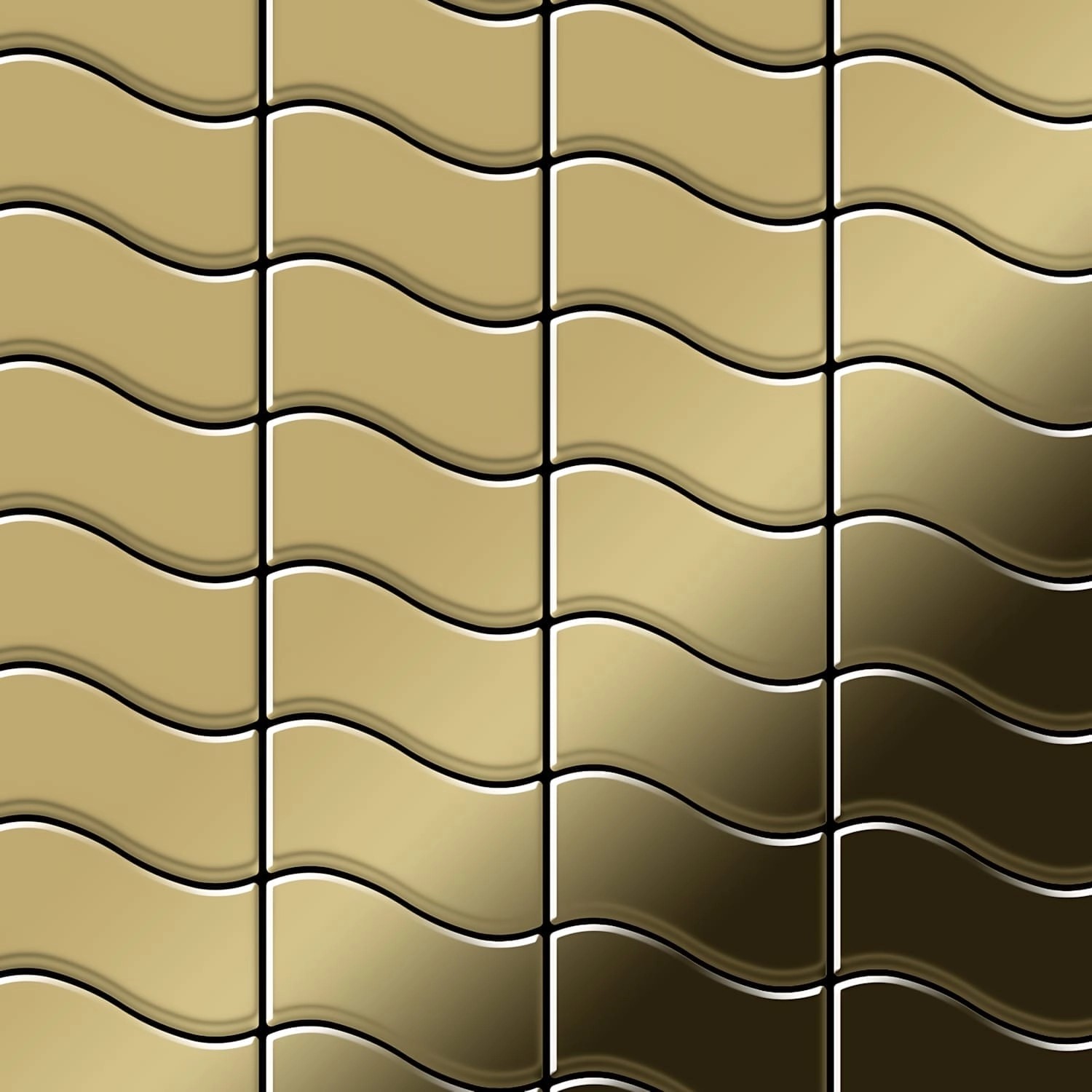 ALLOY Mosaik Fliese Massiv Metall Titan Hochglänzend Gold 1,6mm Stark Flux-ti-gm 1 Paket mit 10 Matten 0,86 m2 Gold