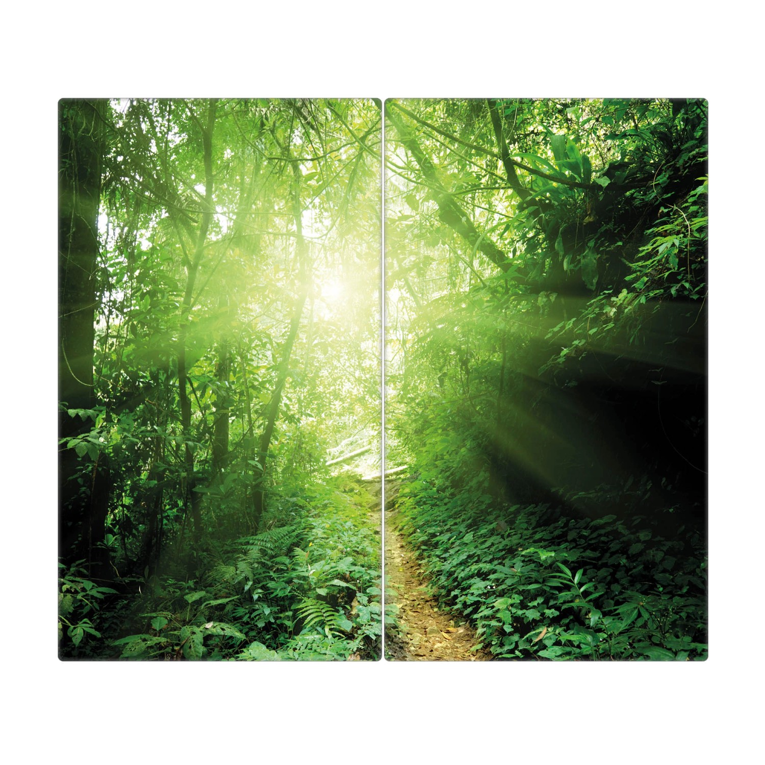 Banjado Herdabdeckplatte Glas 2 Teilig Je 30x52CM Schneidebrett Herdabdeckung Mit Motiv Dschungel Malaysia