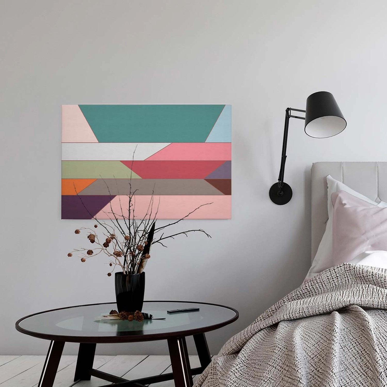 Bricoflor Buntes Bild Auf Leinwand Geometrisches Leinwand Bild Im Modernen Stil Grafik Design Bild Auf Keilrahmen Ideal Für Wohn Und Schlafzimmer