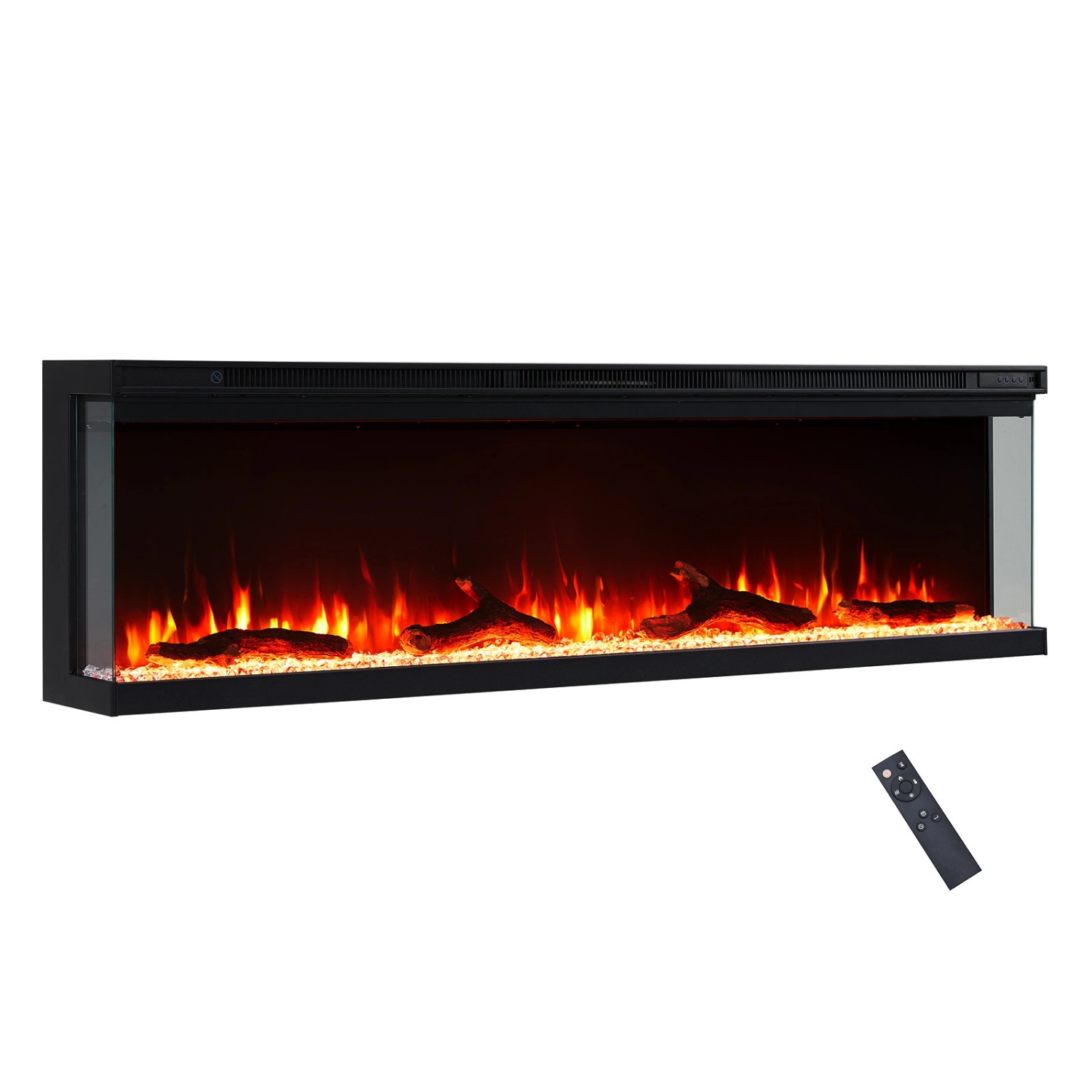 BALDERIA OR-60 Elektrokamin Wandkamin oder Einbaukamin Heizung 3D-Flammeneffekt Schwarz