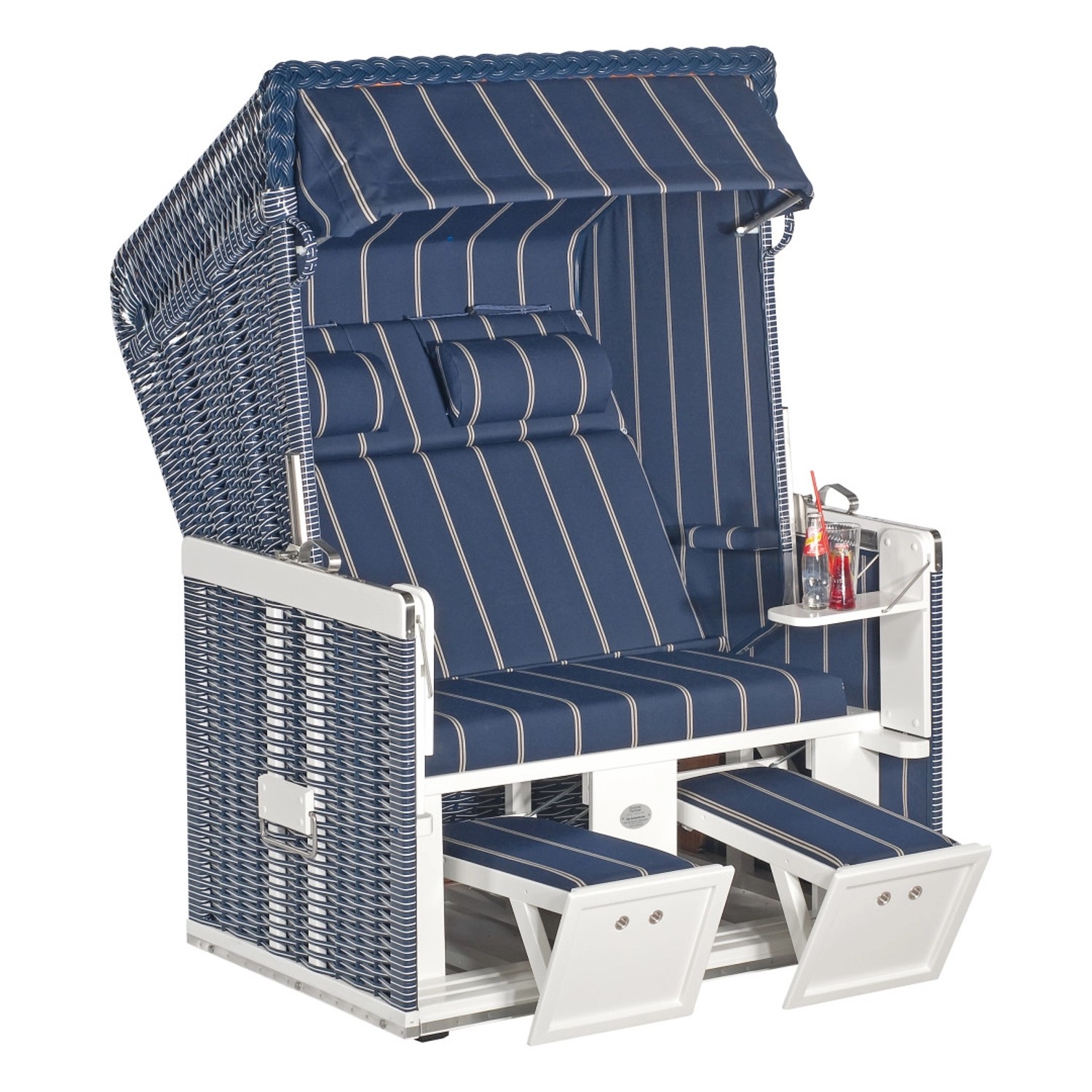 Natur24 Strandkorb Konsul Halbliegemodell 2-Sitzer Blau