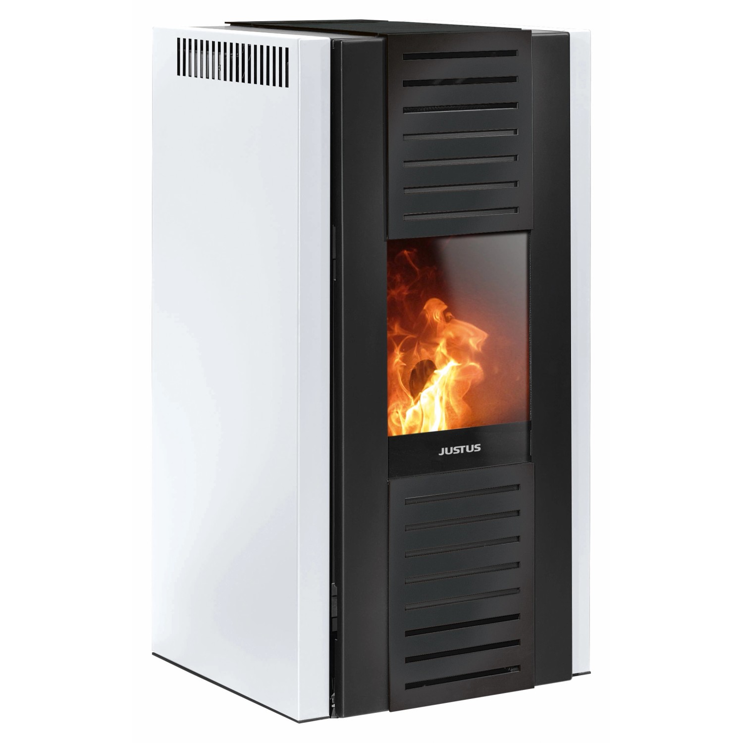 Justus Pelletofen Sirkos 2.0 Stahl Seidenweiß 6 kW mit Automatik