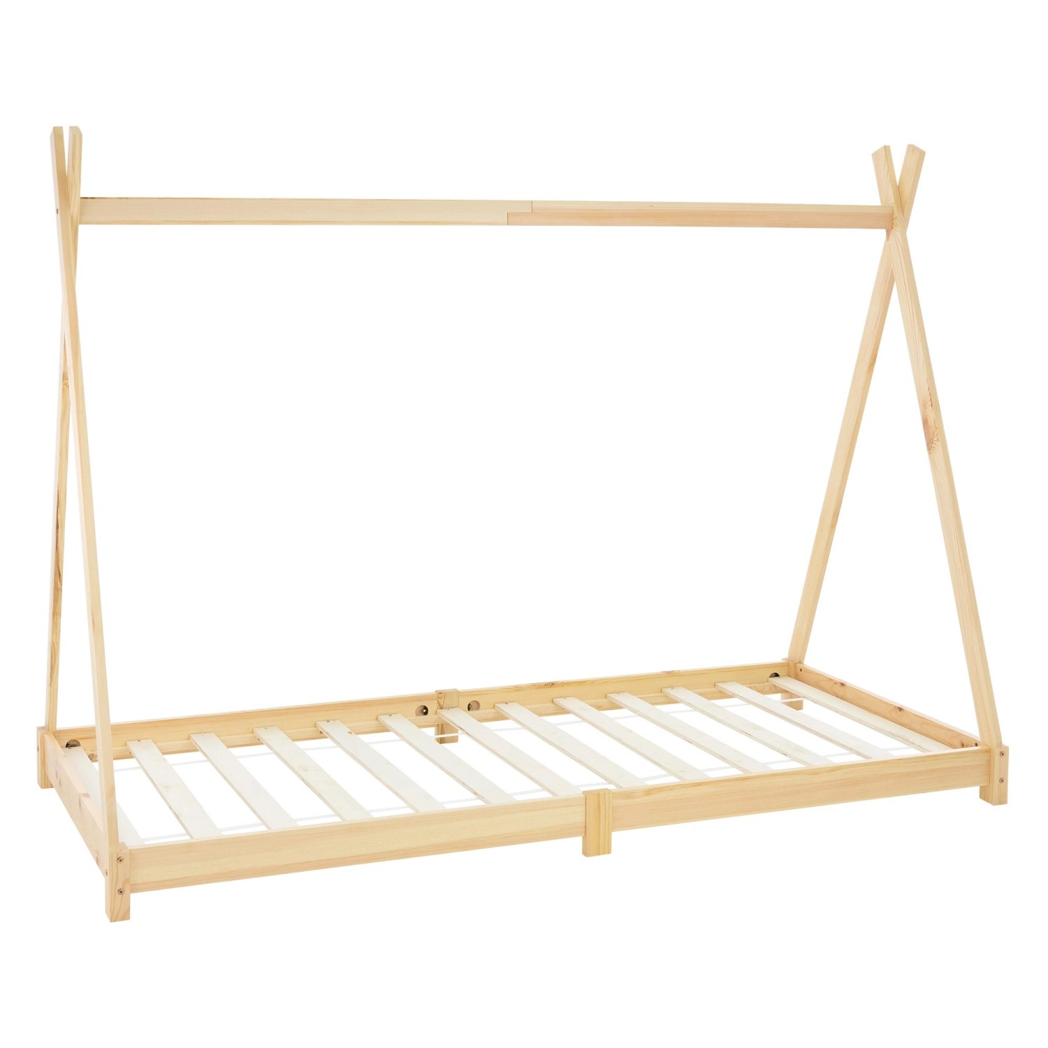 ML-Design Kinderbett Tipi 90 x 200 cm mit Lattenrost Natur Kiefernholz