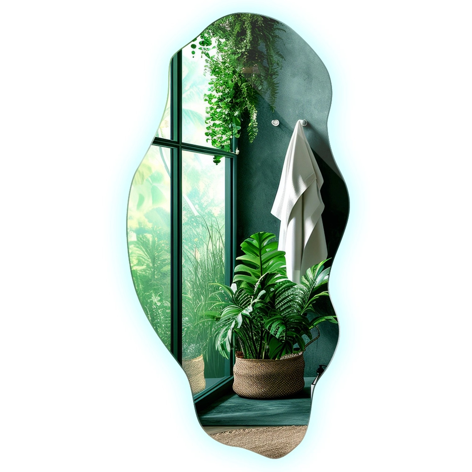 Tulup LED Spiegel LED Organische Spiegel 50x100 cm Organischer Spiegel Mit Beleuchtung Kaltweiß 6500K