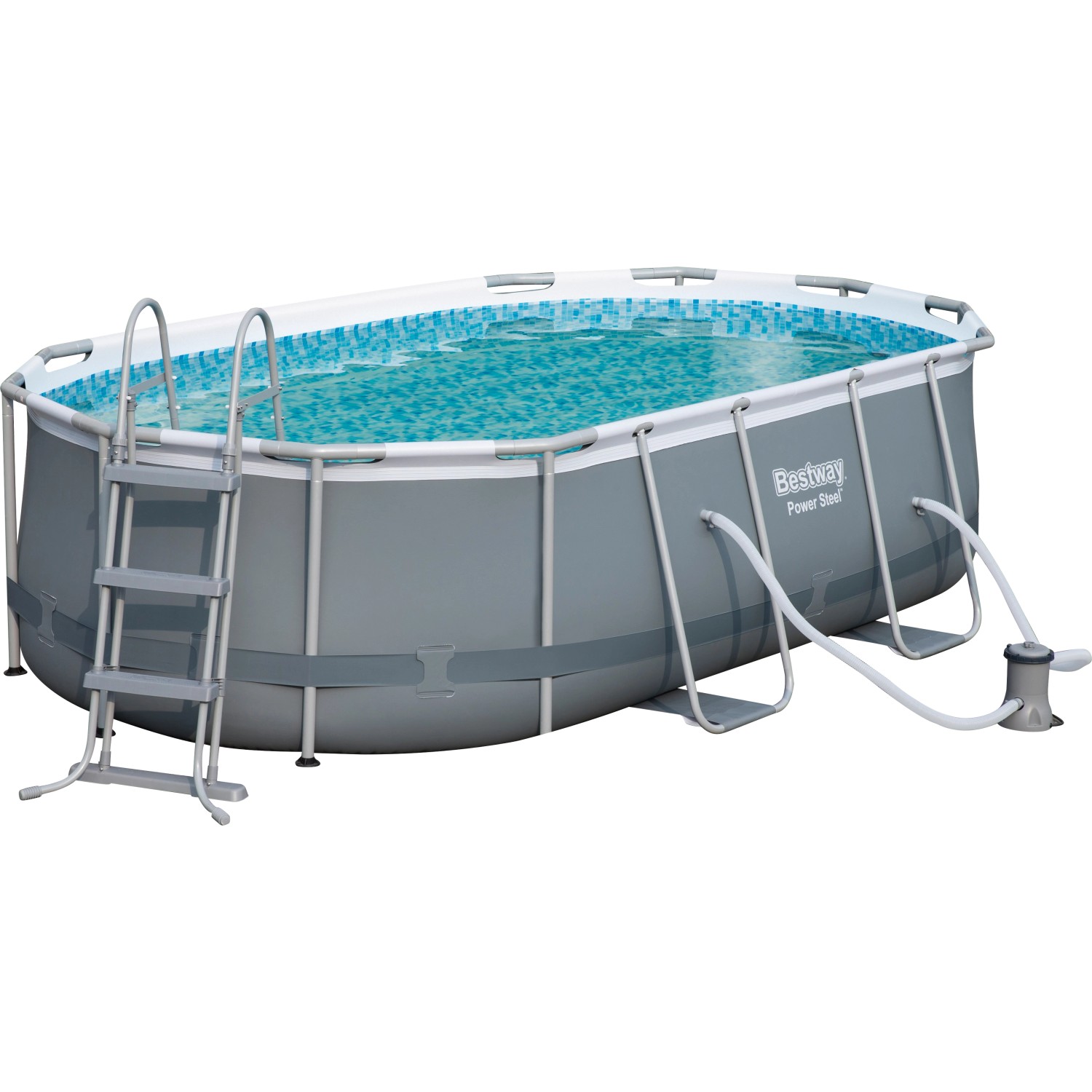 Bestway Stahlrahmen-Pool Set Steel Pro Max Frame GS 427 x 250 x 100 cm Oval Grau