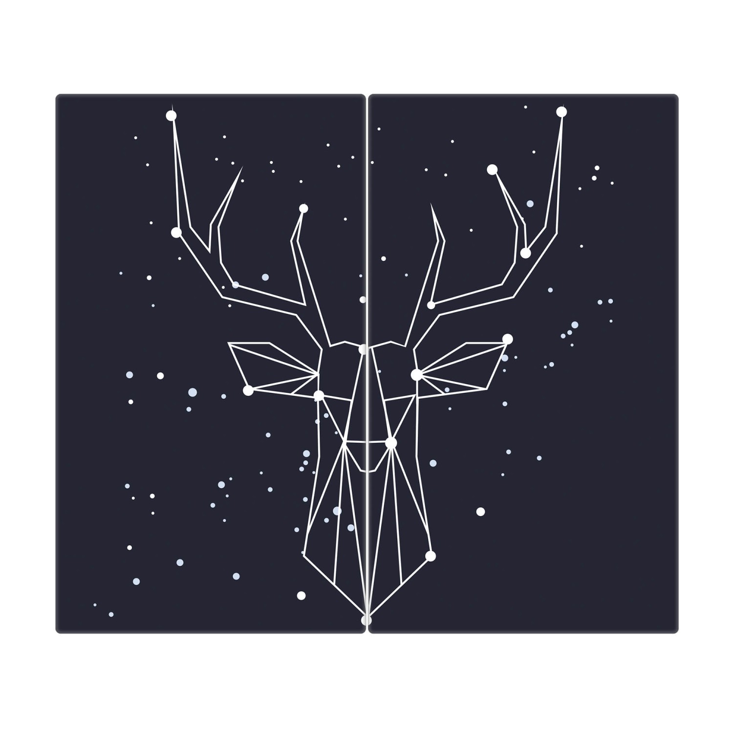 Banjado Herdabdeckplatte Glas 2 Teilig Je 30x52CM Schneidebrett Herdabdeckung Mit Motiv Sternbild Hirsch