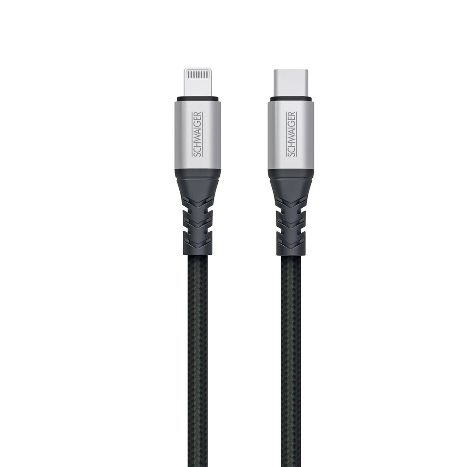 Schwaiger® Type C - Lightning Syn und Ladekabel Unzerstörbar Schwarz 1,2 m