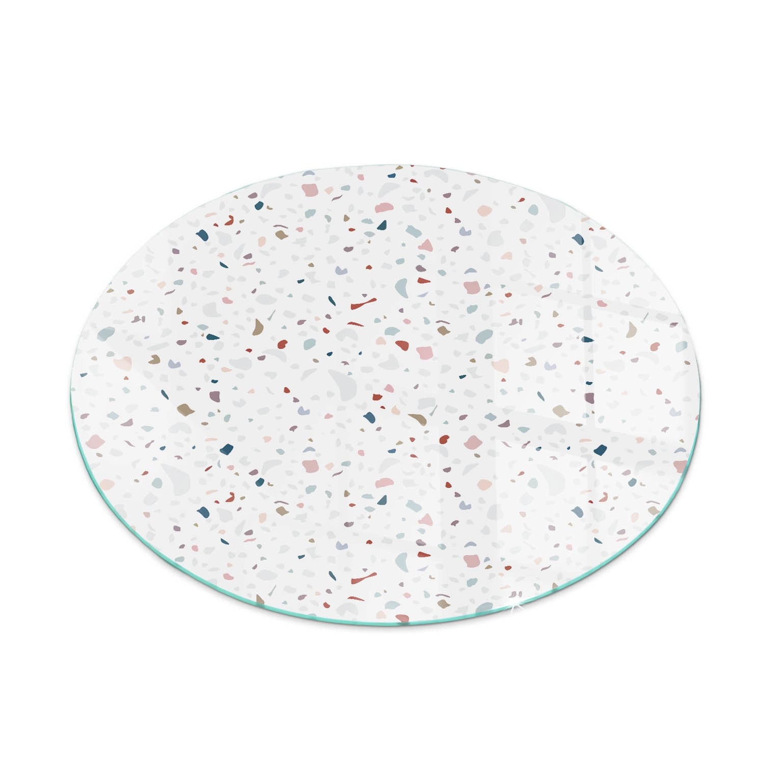 Tulup Glasplatte für Kamin Muster mit Kleinen Formen Glasplatte unter Kaminöfen Runden 60x60 cm Weiß Glasplatte für Kamin Vorlegeplatte für Kaminöfen