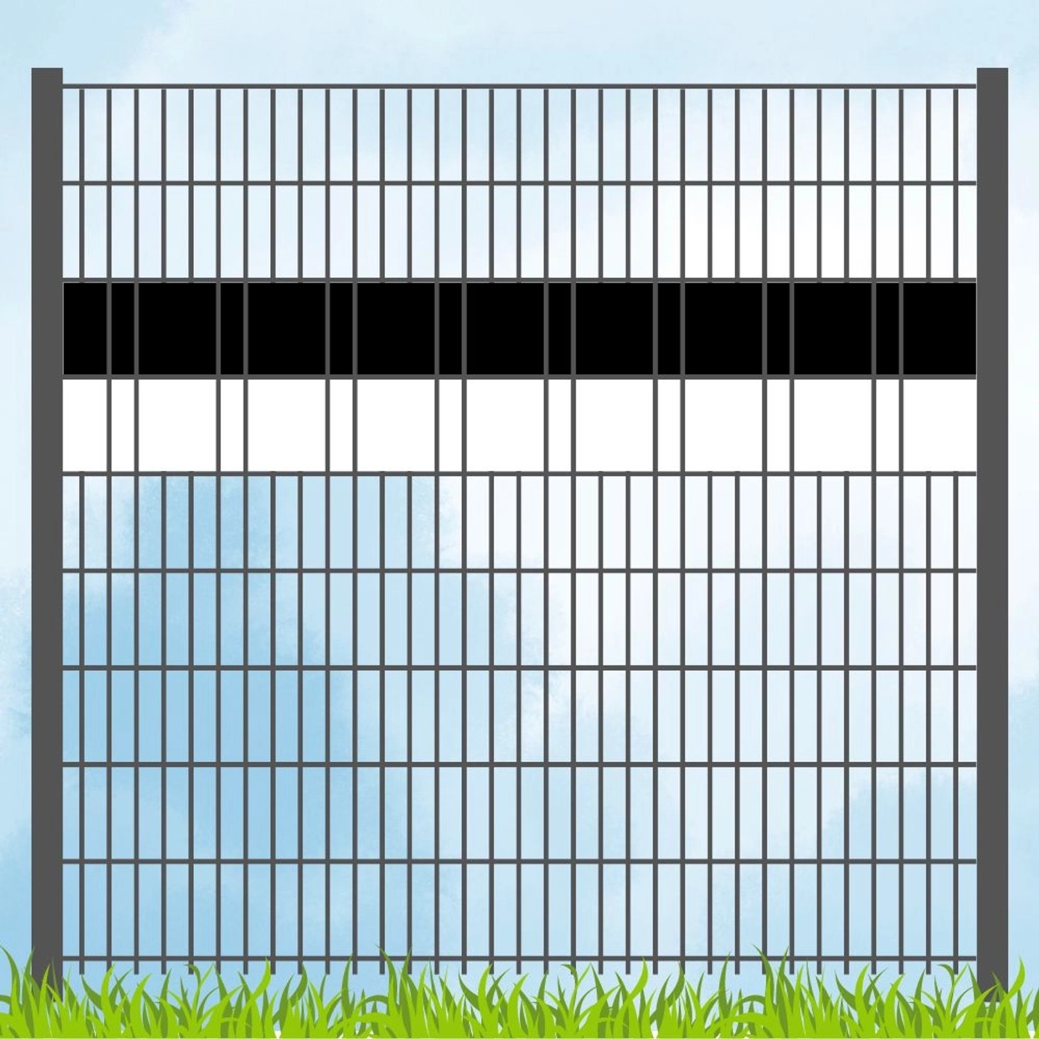 zaunzu Sichtschutz Fanartikel Vereinsfarben Schwarz/Weiß Volle Streifenbreite