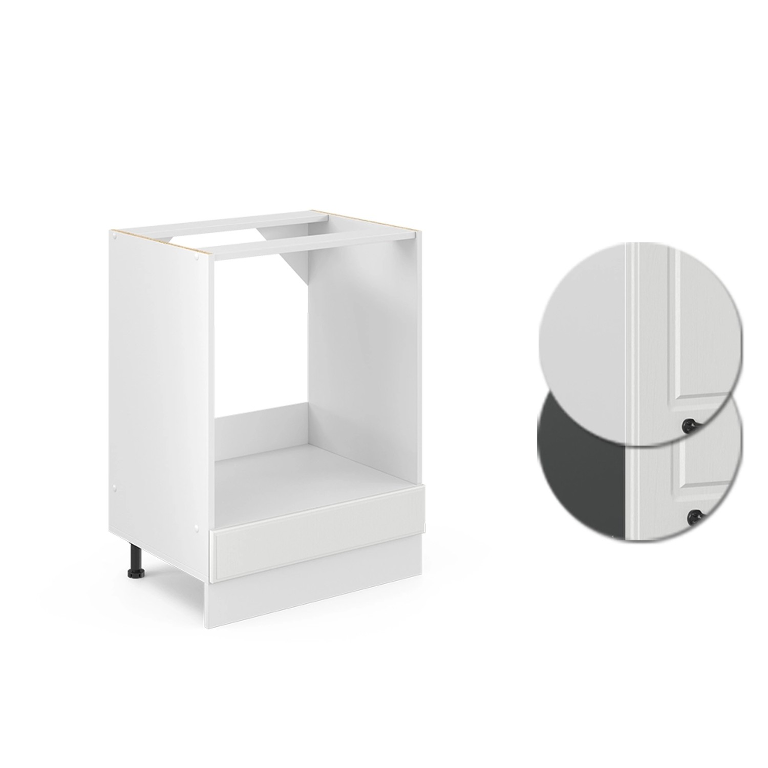 Vicco Herdumbauschrank R-Line Herdschrank Weiß Landhaus/Weiß 60 cm AP Eiche