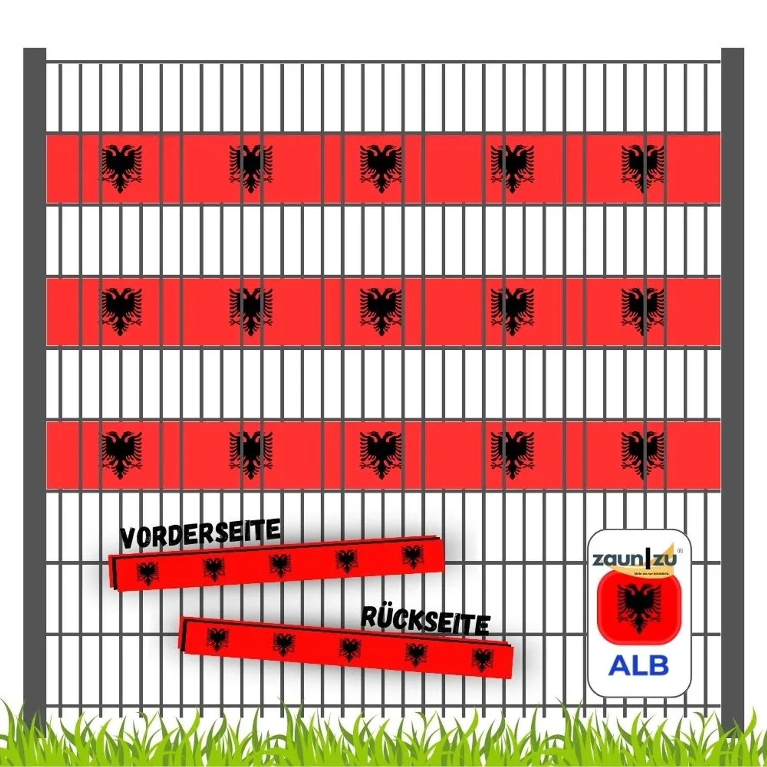 zaunzu Sichtschutz Fanartikel Albanien für Doppelstabmatten Akzentstreifen 3 für 2