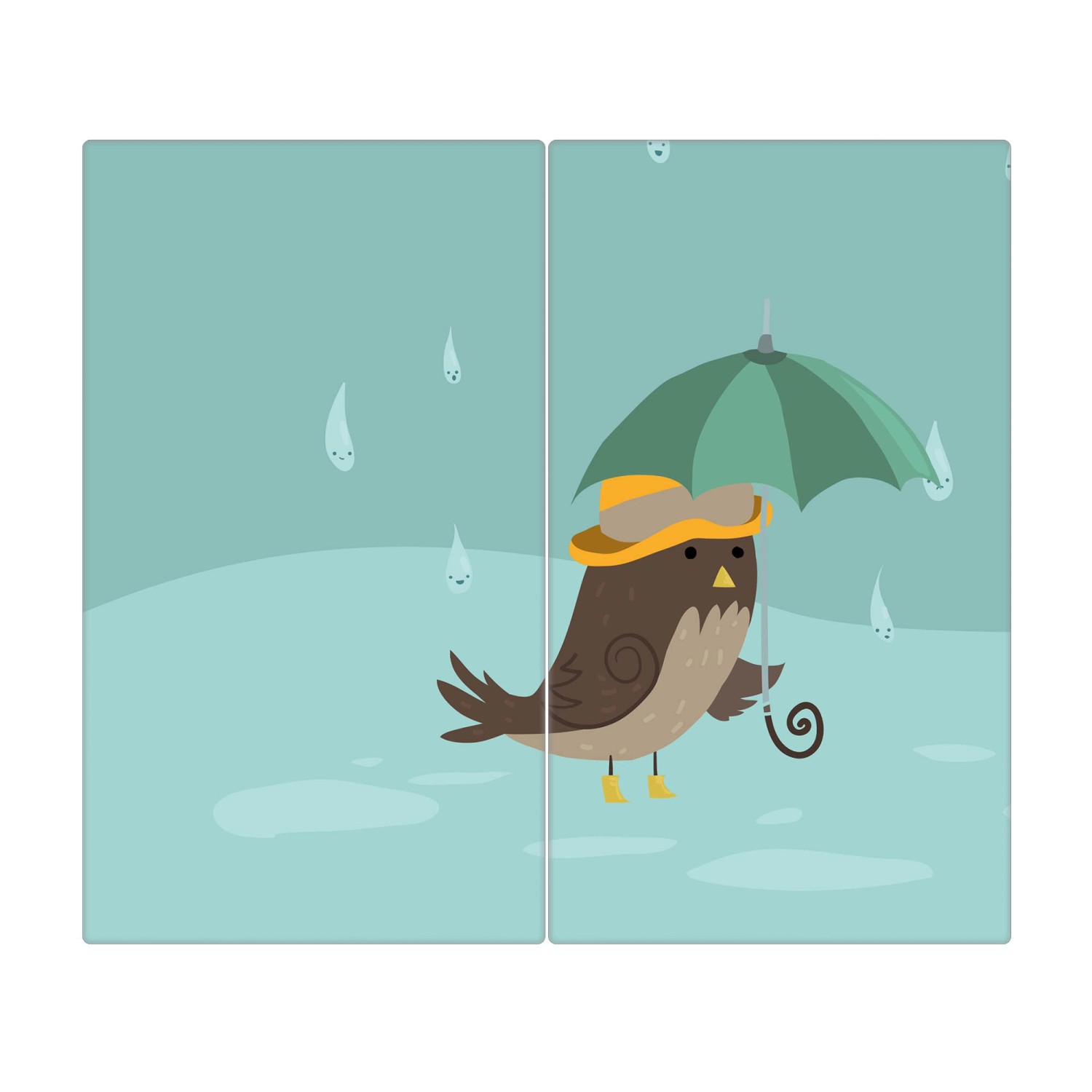 Banjado Herdabdeckplatte Glas 2 Teilig Je 30x52CM Schneidebrett Herdabdeckung Mit Motiv Rainbird