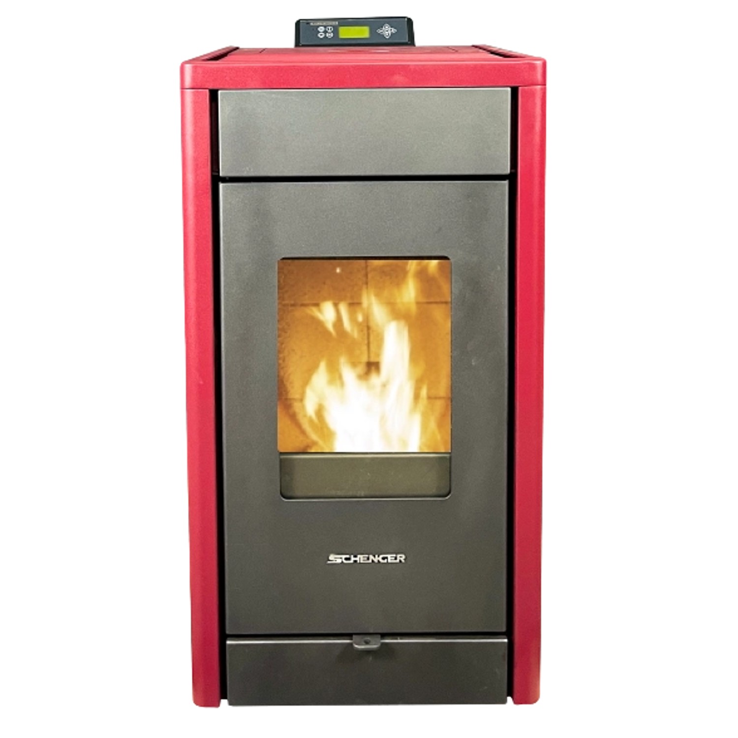 SCHENGER Pelletofen HP07 Rot 8kW A++ Vollautomatisch WIFI+ECO+TIMER