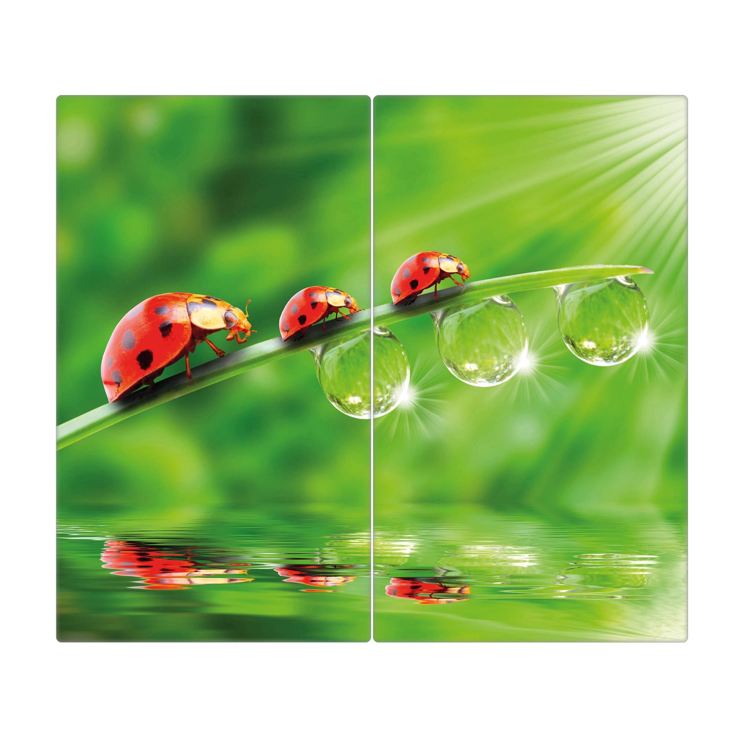 Banjado Herdabdeckplatte Glas 2 Teilig Je 30x52CM Schneidebrett Herdabdeckung Mit Motiv Für Jeden Einen