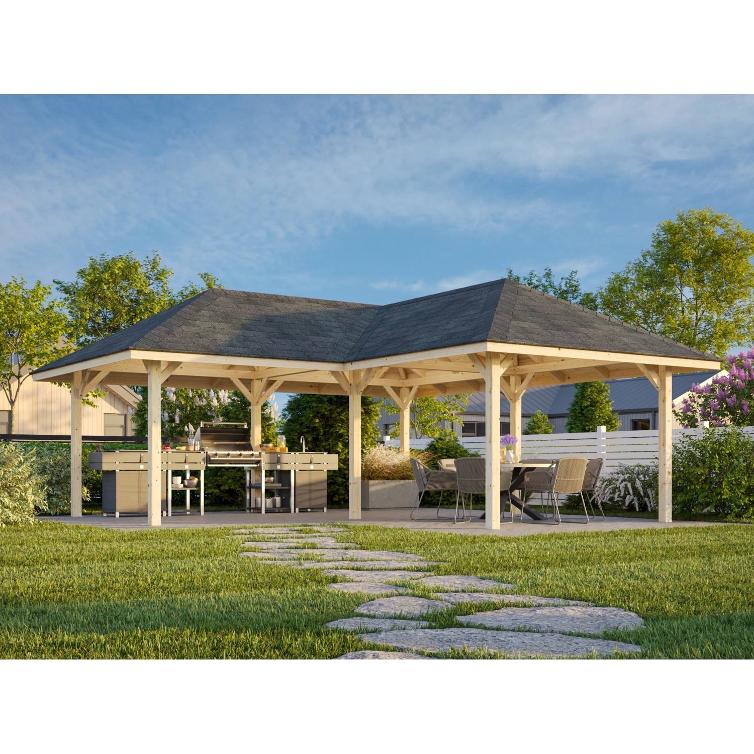 Palmako Pavillon Bianca 588 x 588 cm Lackiert Weiß FSC®