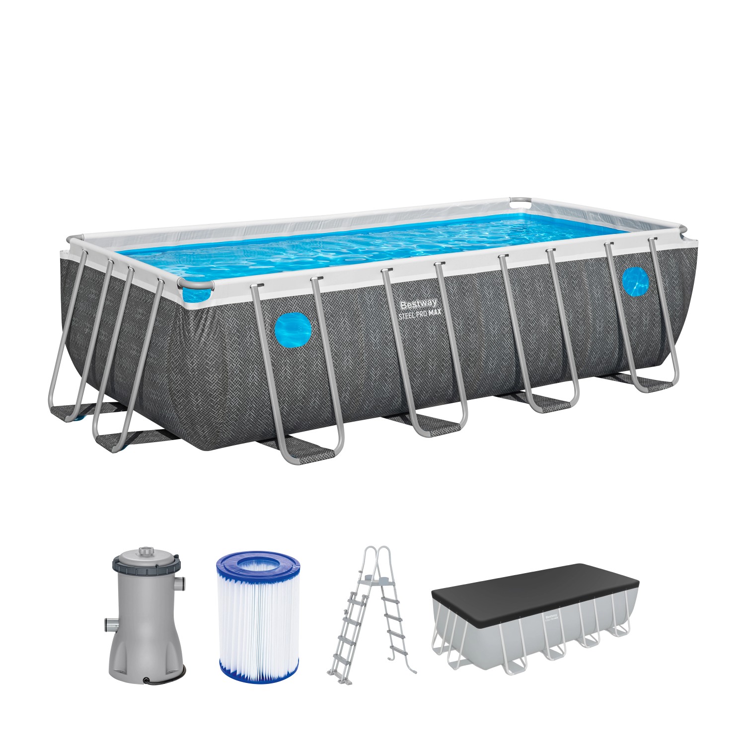 Bestway Frame Pool-Set Steel Pro Max Splashview 488 cm x 244 cm x 122 cm