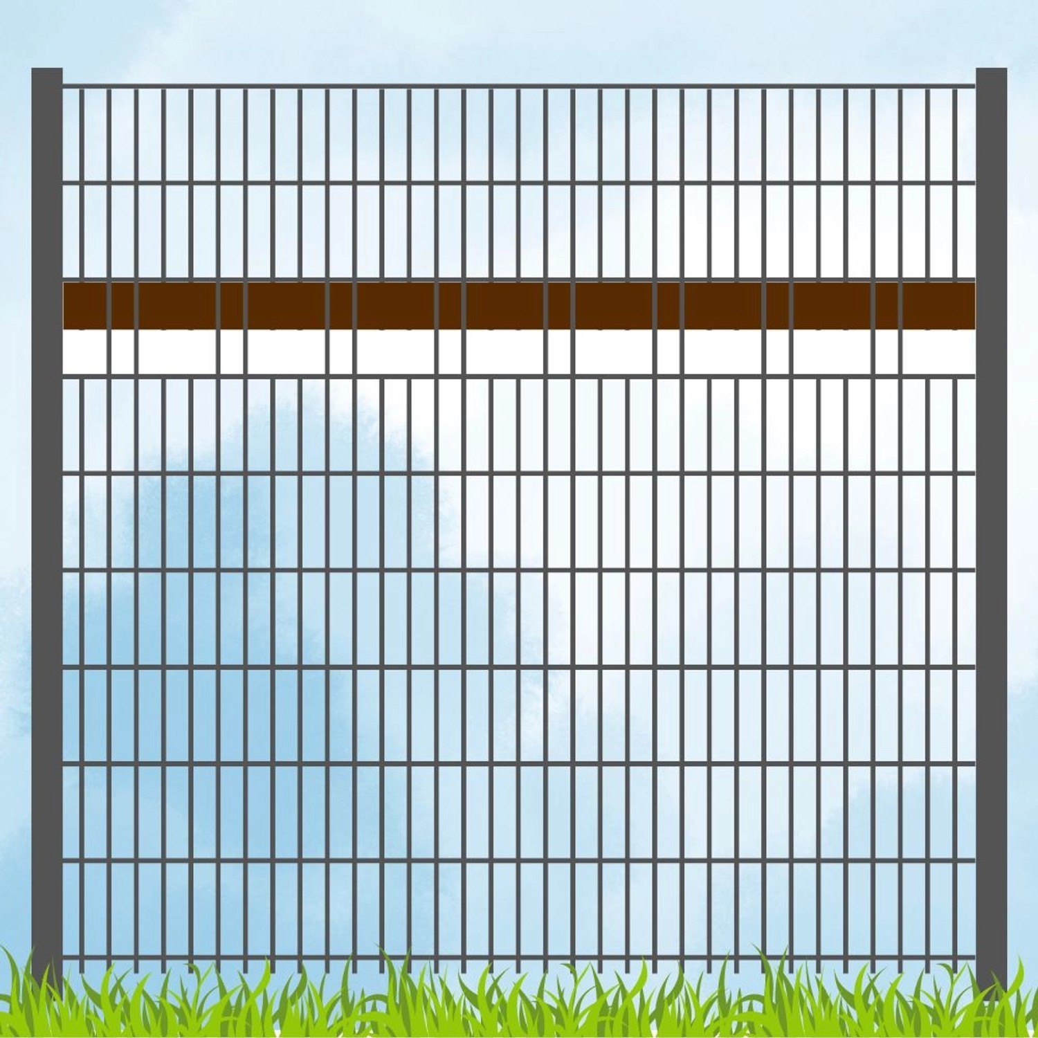 zaunzu Sichtschutz Fanartikel Vereinsfarben Braun/Weiß Akzentstreifen