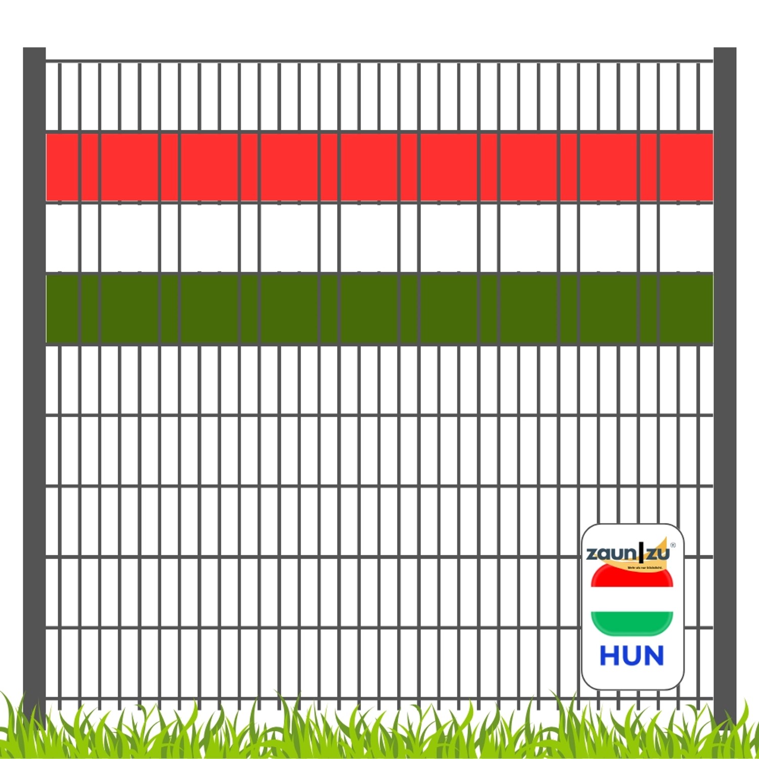zaunzu Sichtschutz Fanartikel Ungarn für Doppelstabmatten Volle Streifenbreite