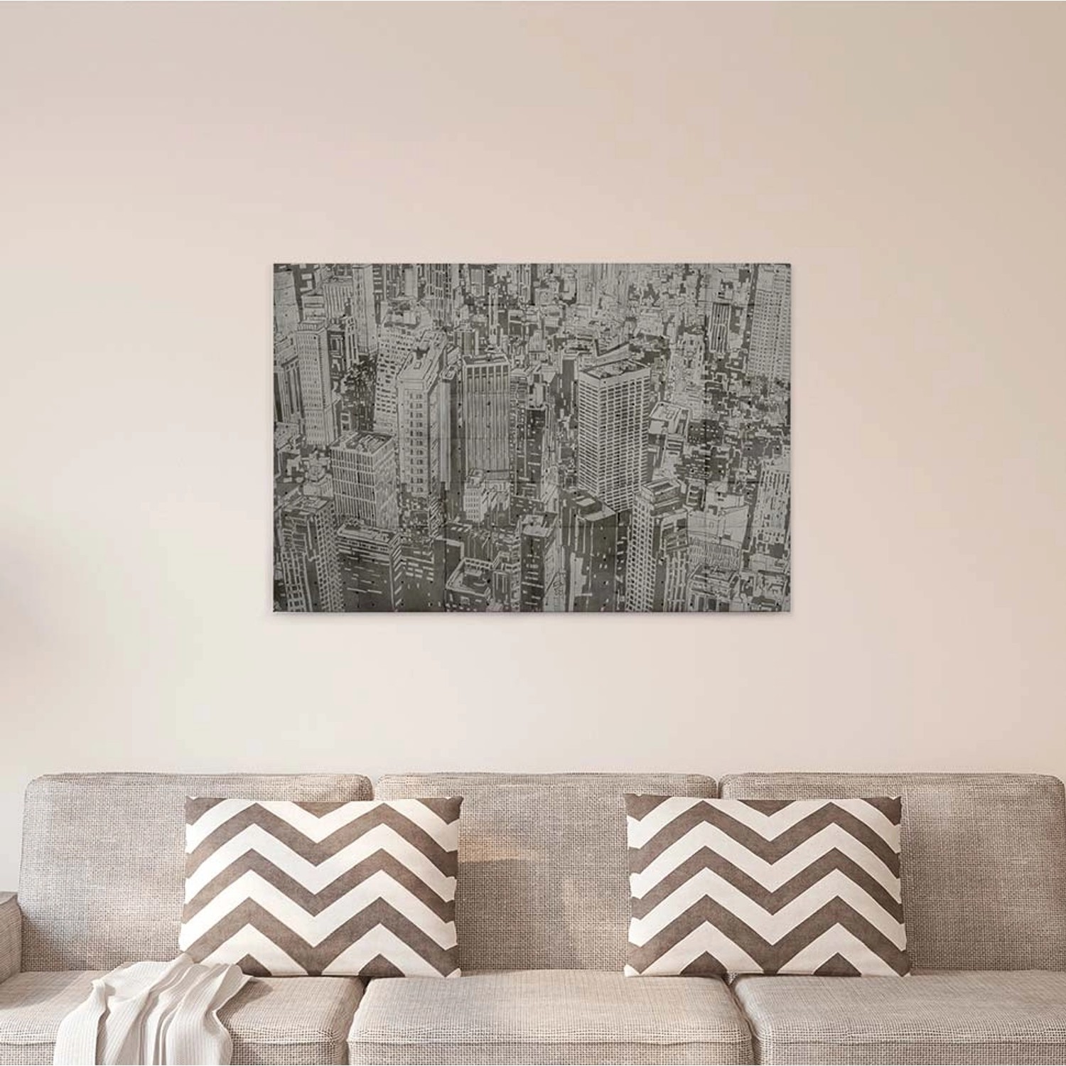 Bricoflor Modernes Bild Mit Stadt Gezeichnet Graues Wandbild Im Industrial Style Mit Architektur Design Loft Bild Auf Leinwand Ideal Für Wohnzimmer
