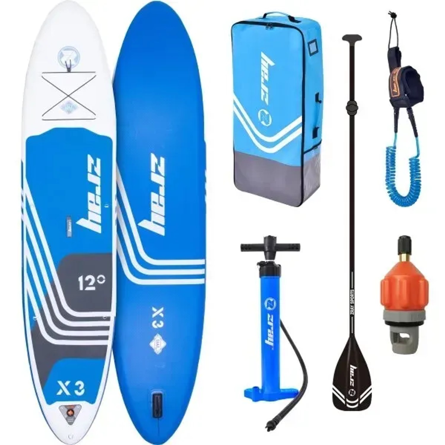 ZRAY Aufblasbares Stand Up Paddle Board X3 Komplettset Blau 365 x 81 x 15 cm inkl. Zubehör