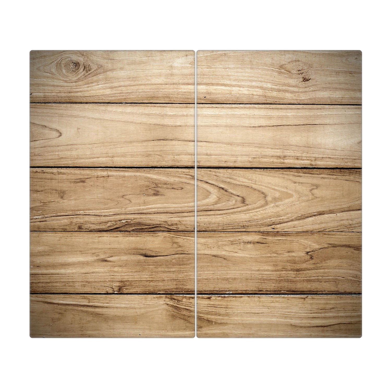 Banjado Herdabdeckplatte Glas 2 Teilig Je 30x52CM Schneidebrett Herdabdeckung Mit Motiv Holzplanken