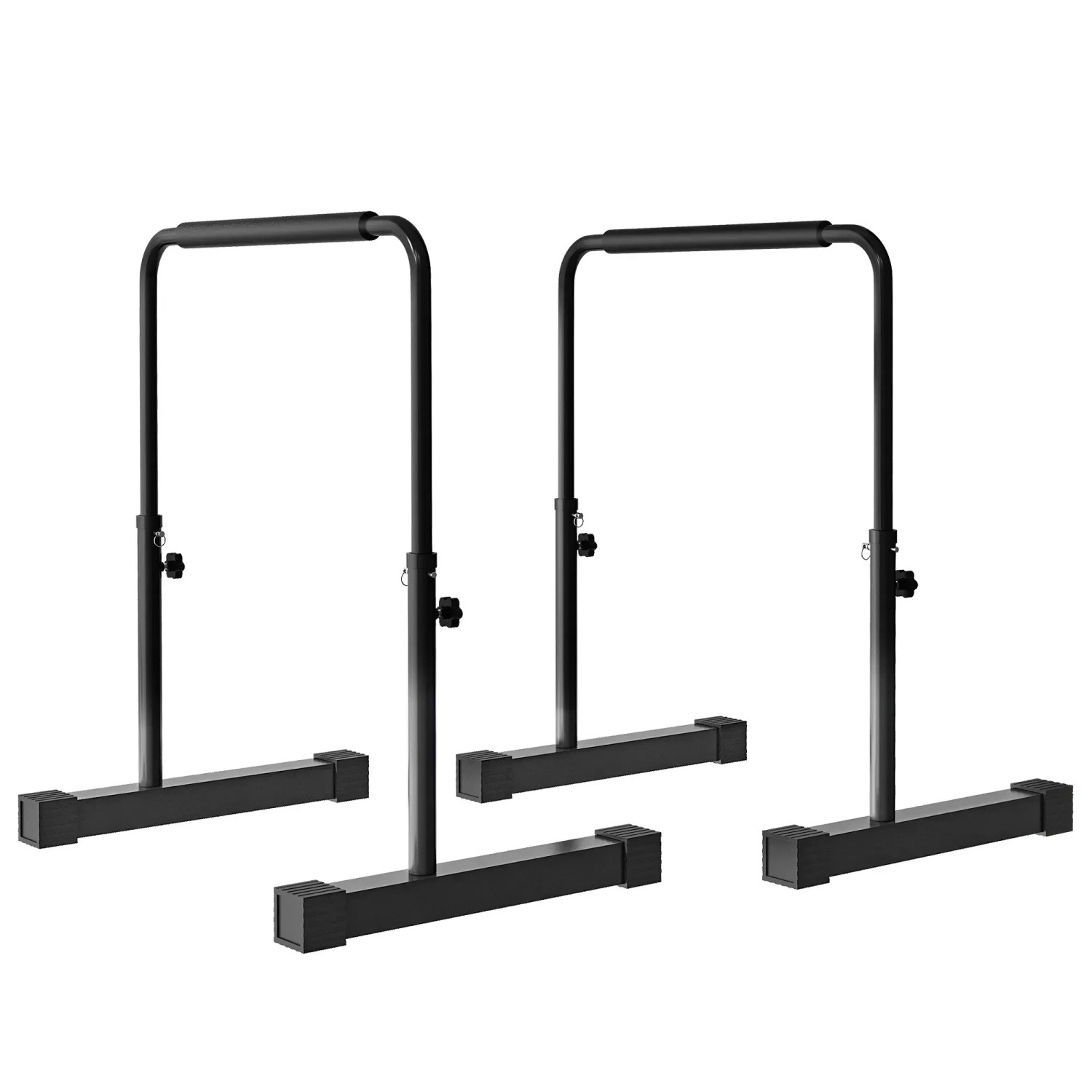 SPORTNOW Dip Barren Bars 2er Set Station Stahl Schwarz 70L x 50B x 80-100H cm