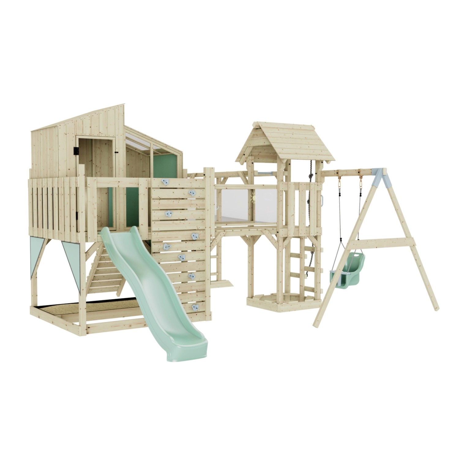 OutdoorToys Spielturm Liv mit Babyschaukel Mintgrün