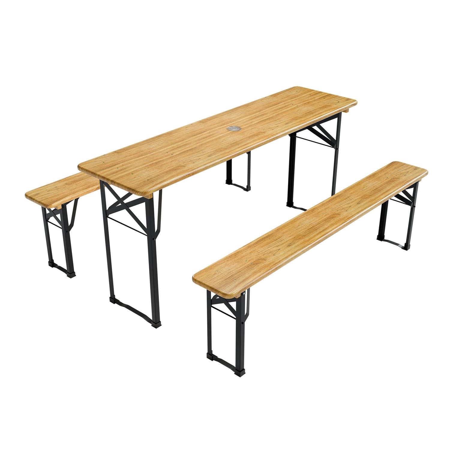 Juskys Bierzeltgarnitur Bichl 3 teilig mit lackiertem Tannenholz 170 cm