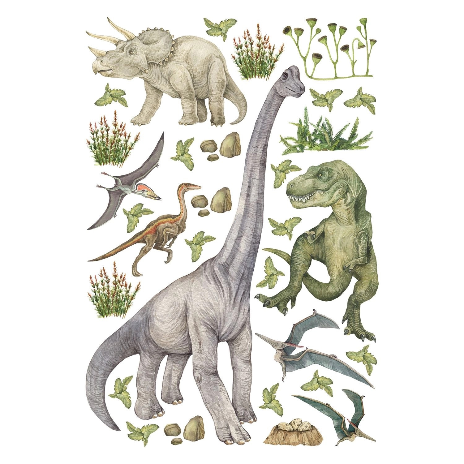 Sanders & Sanders Wandtattoo Dinosaurier Grün 65 x 42.5 cm 601344