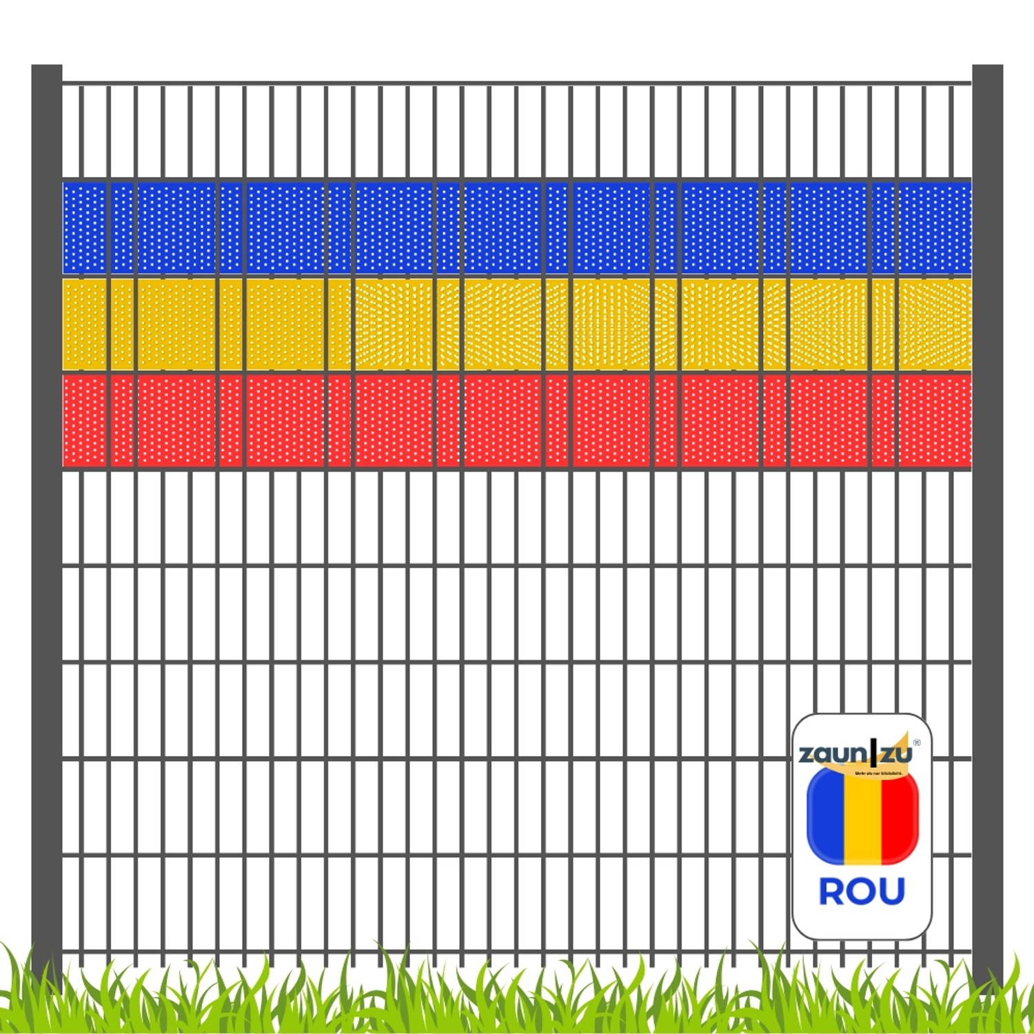 zaunzu Sichtschutz Fanartikel für Rumänien Doppelstabmatten Volle Streifenbreite GELOCHT