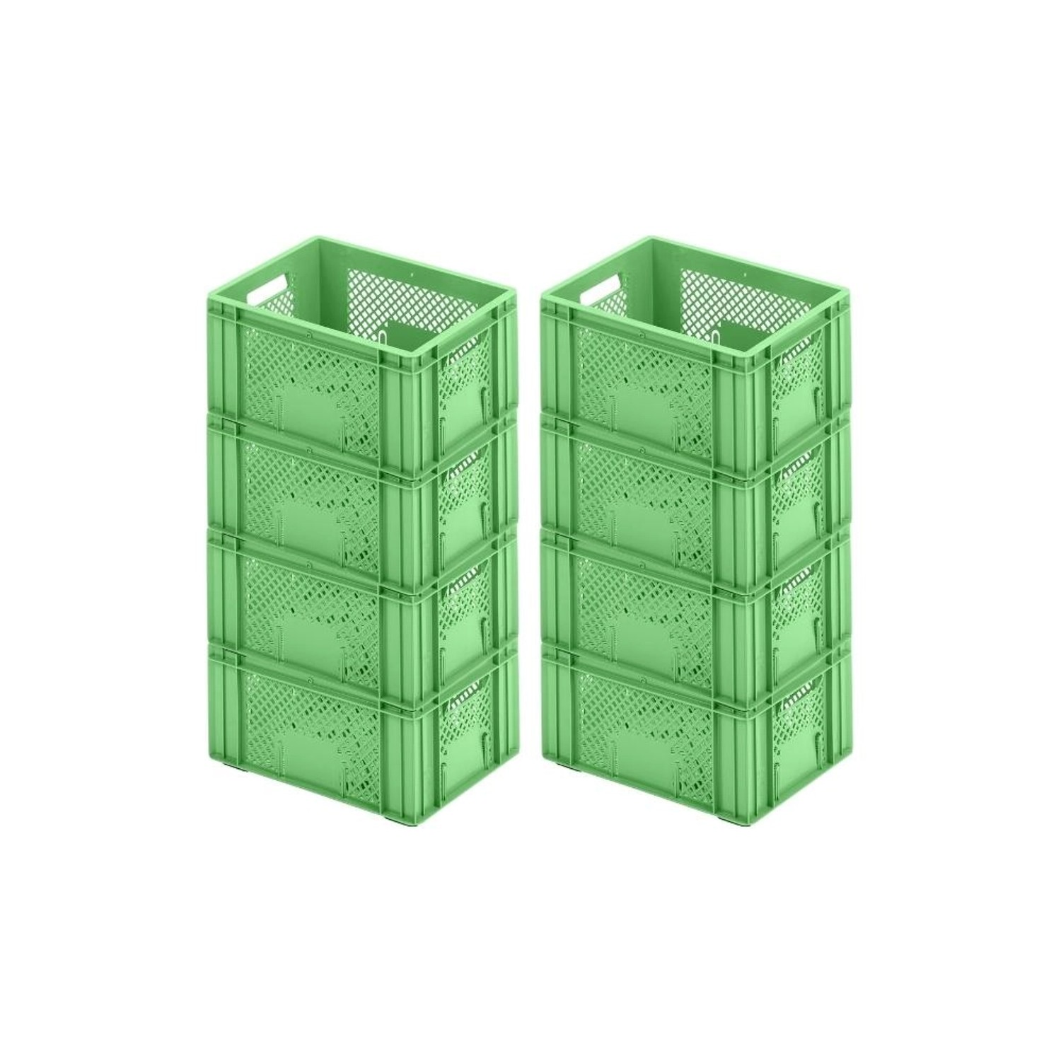 PROREGAL SuperSparSet 8x Eurobehälter Obst- und Gemüsekasten HxBxT 19 x 30 x 40 cm 18 Liter Grün Obst-Gemüsekiste Obstkorb Transportbox