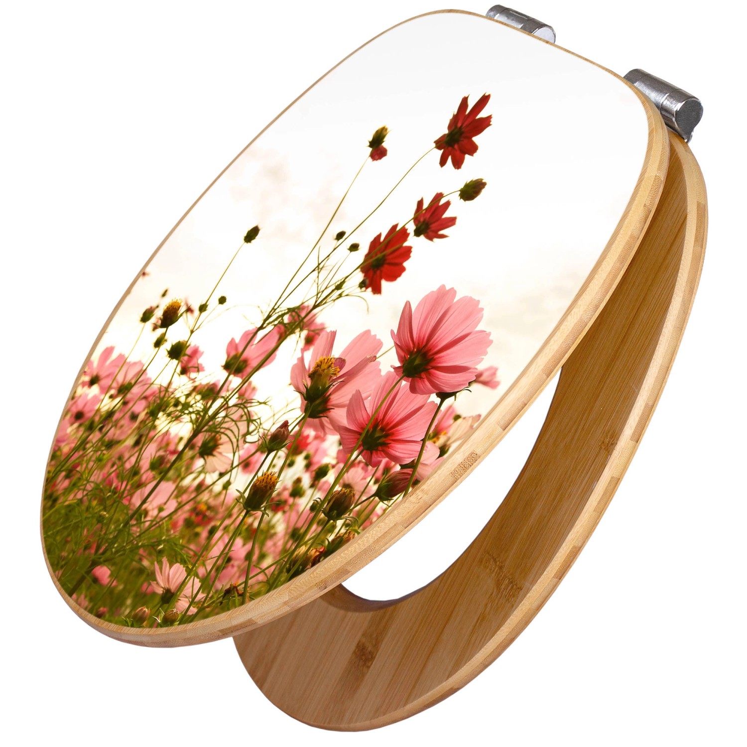 Banjado Design WC Sitz Bambus Holz Toilettendeckel Mit Absenkautomatik Klodeckel WC-Sitz Soft Close Mit Motiv Schmuckkörbchen