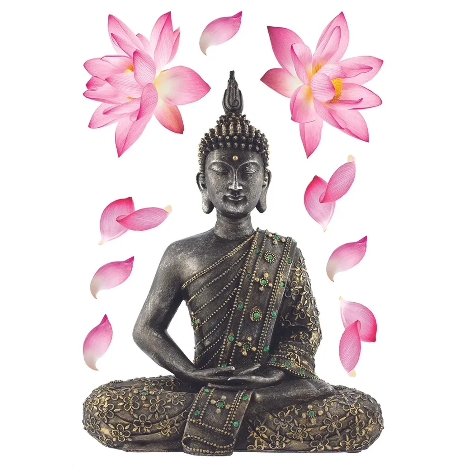 Sanders & Sanders Wandtattoo Budha Rosa und Braun 42,5 x 65 cm 600328