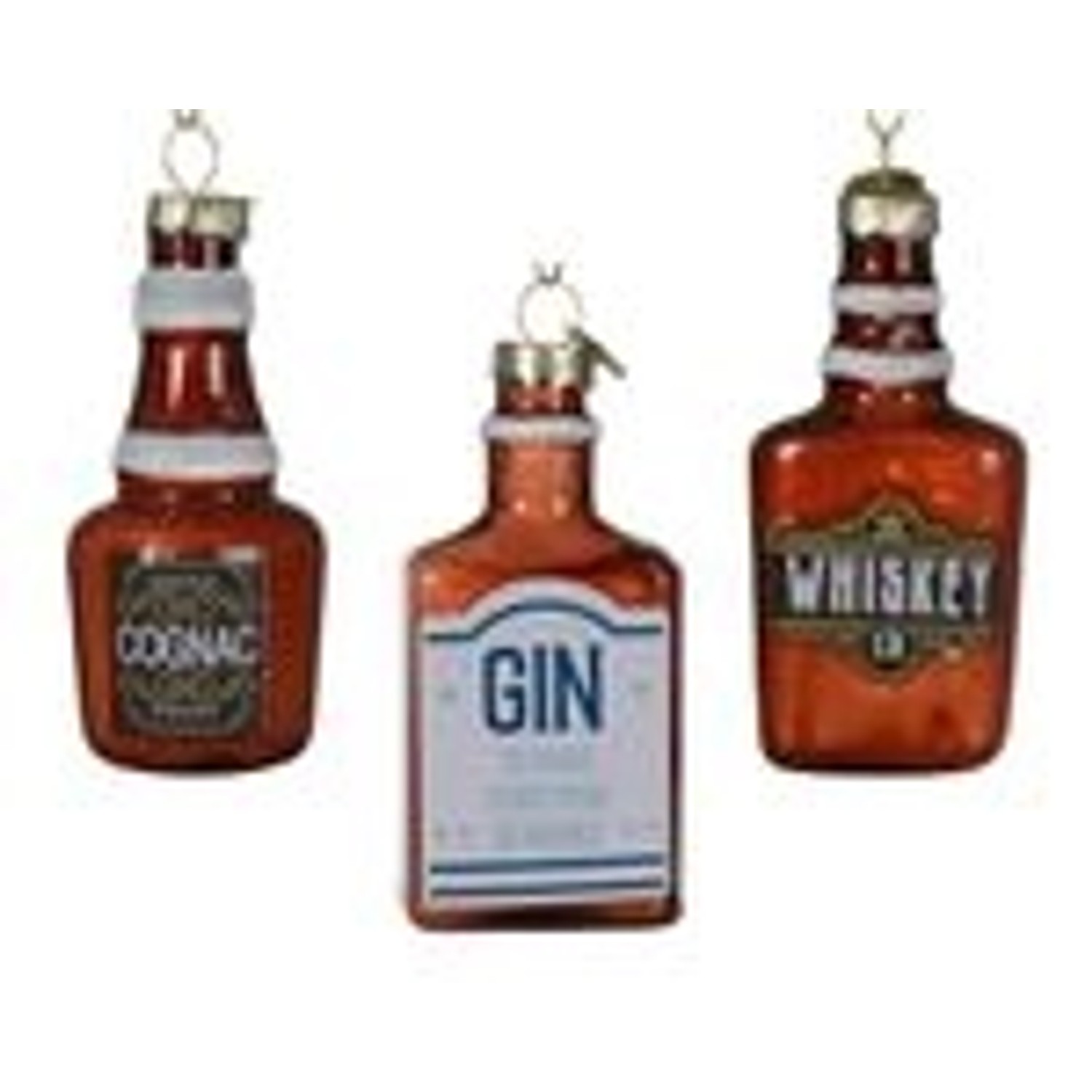 Kaemingk Christbaumschmuck Spirituosen Alkohol Glas 11 cm Braun 3er Set